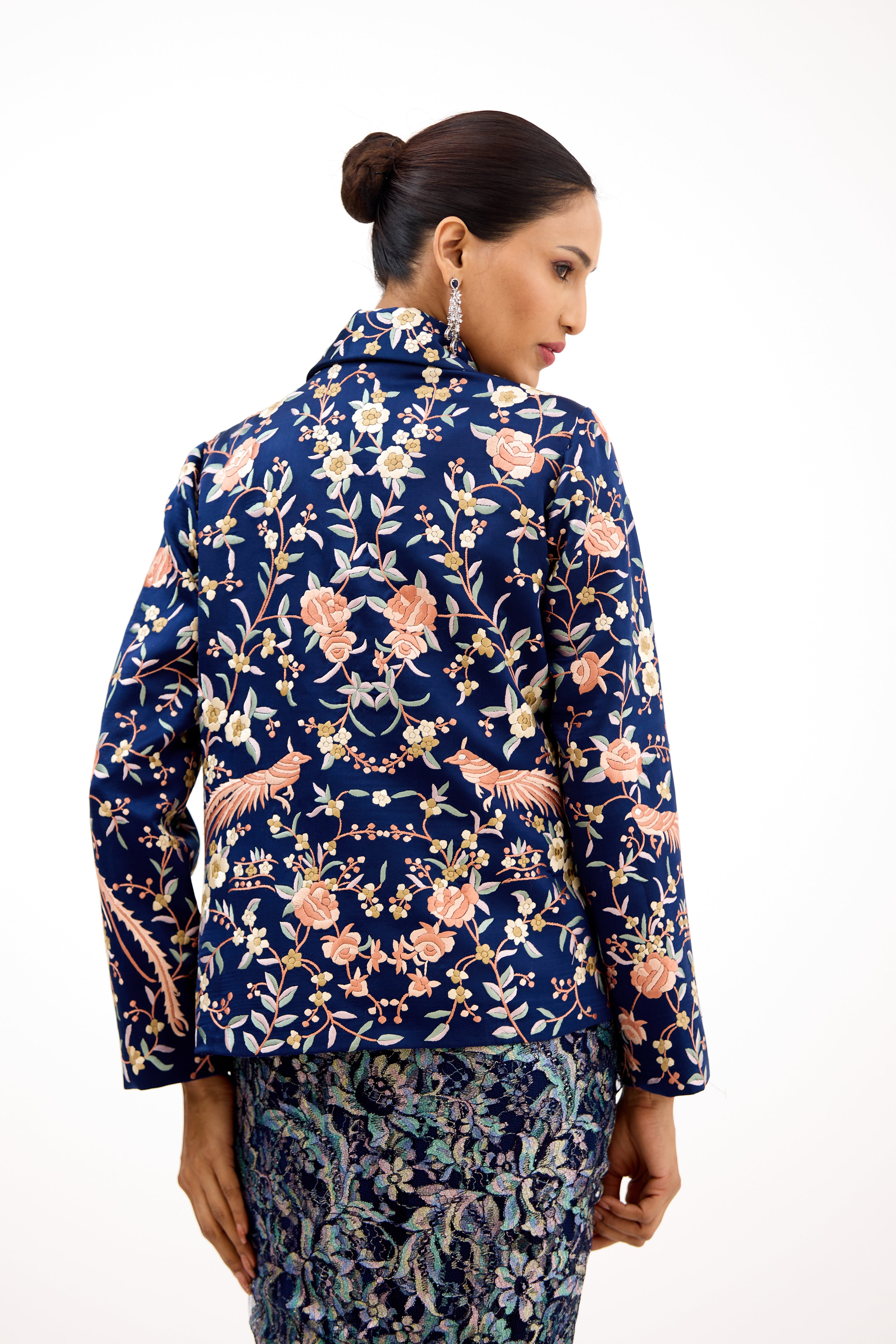 Zarthosti Pastel ParsiGara Floral Satin Silk Jacket