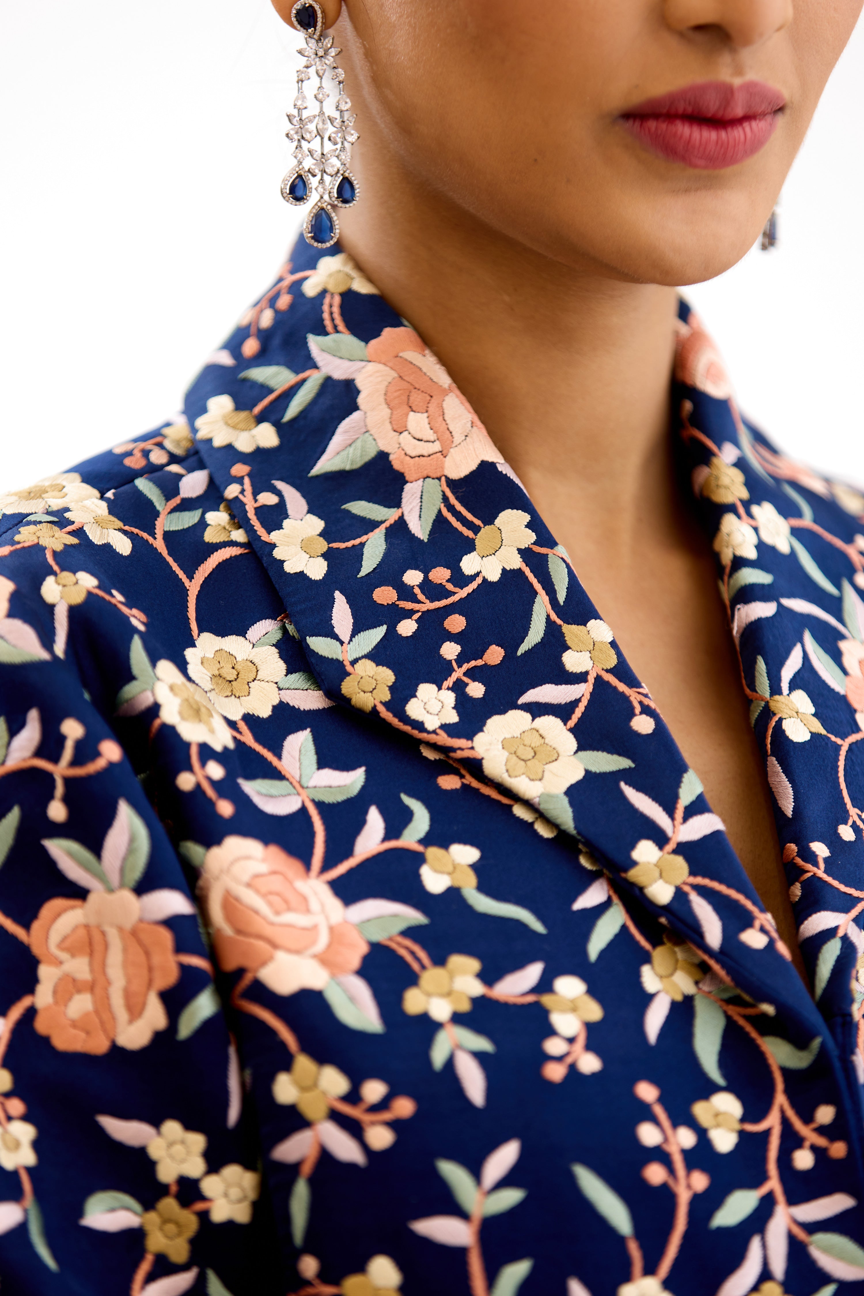 Zarthosti Pastel ParsiGara Floral Satin Silk Jacket