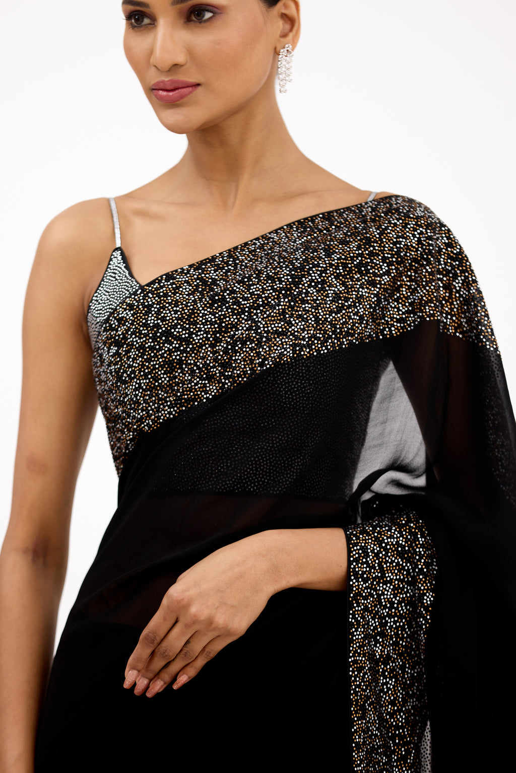 Starlight Black Crystal Saree