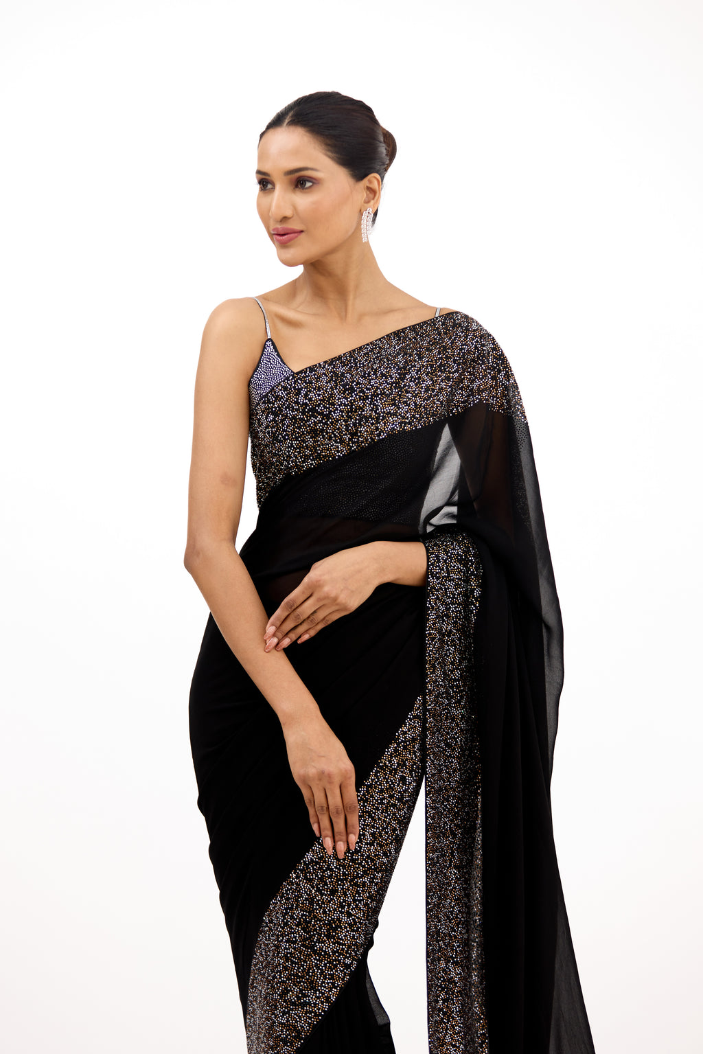 Starlight Black Crystal Saree