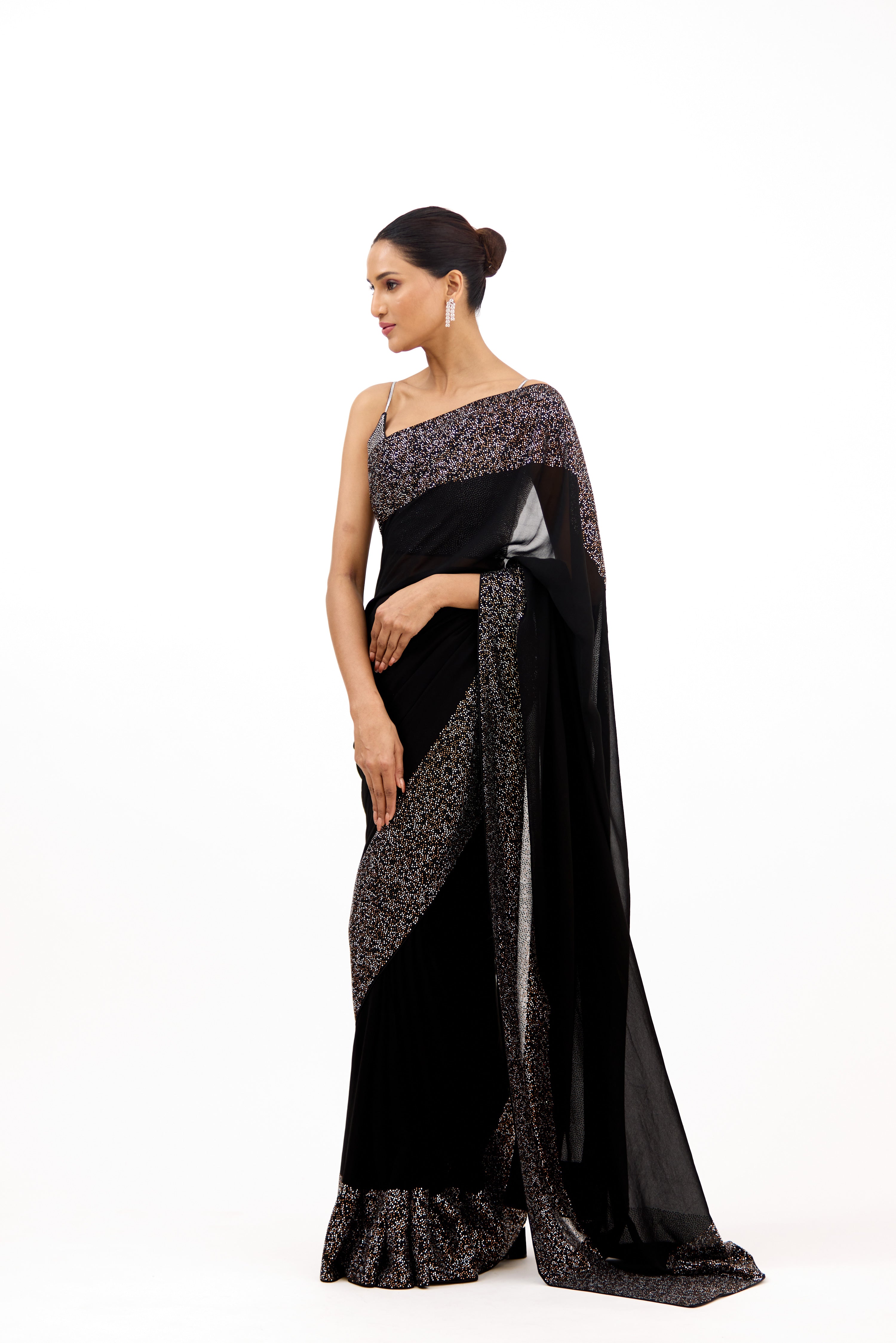 Starlight Black Crystal Saree