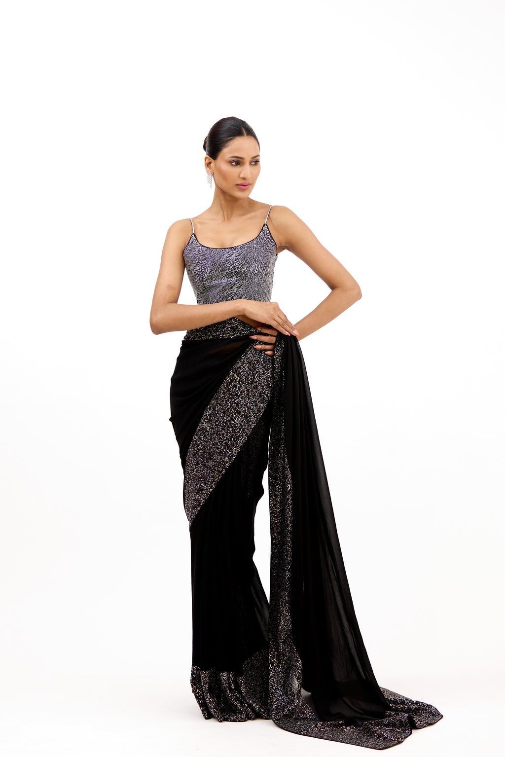 Starlight Black Crystal Saree
