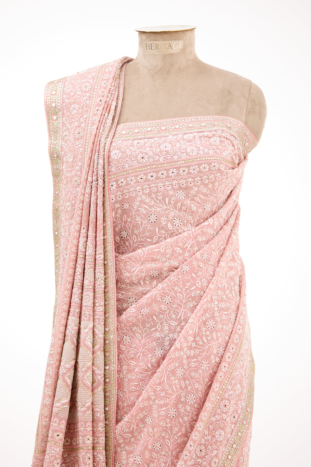 Petal Blush Chikankari Saree
