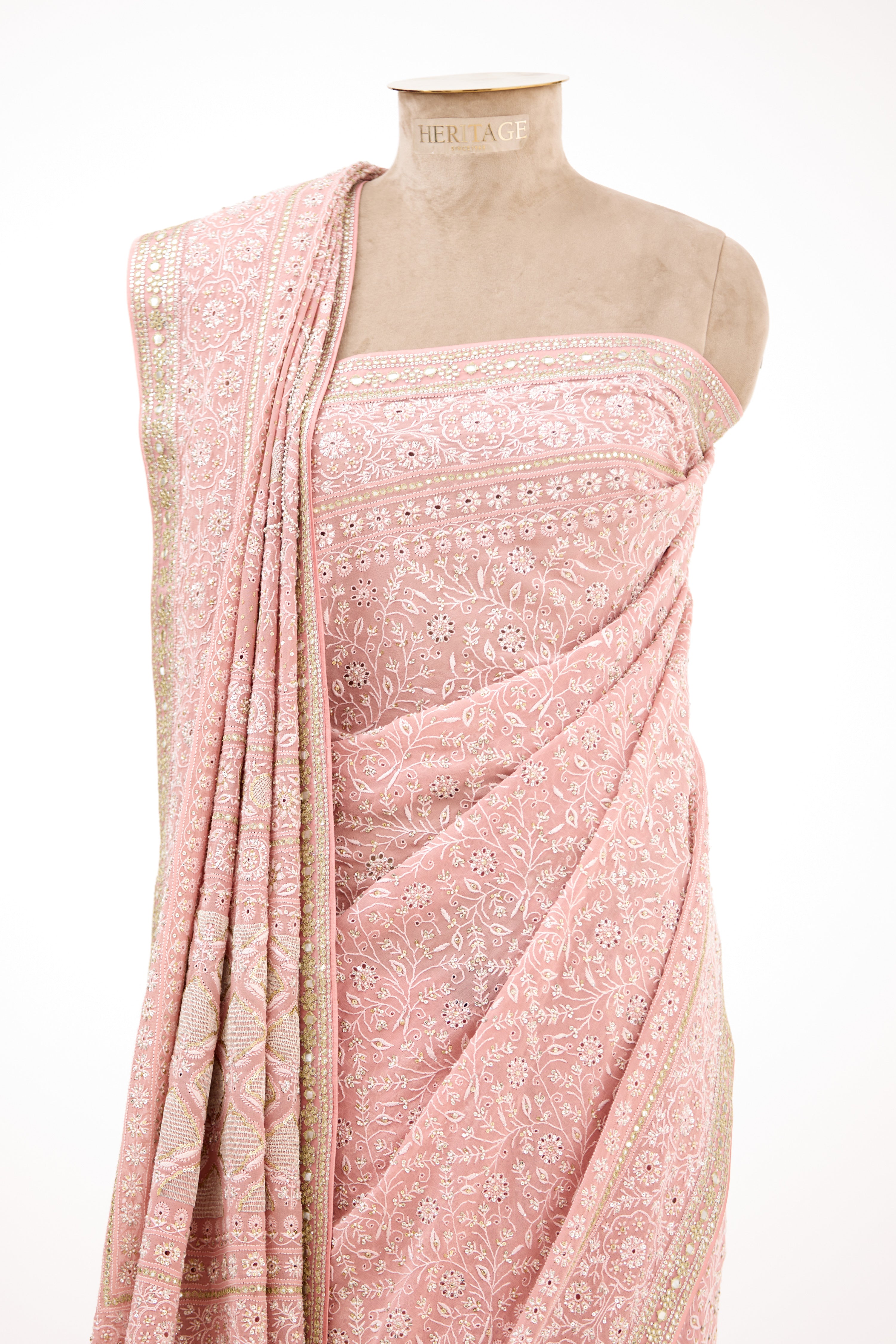Petal Blush Chikankari Saree