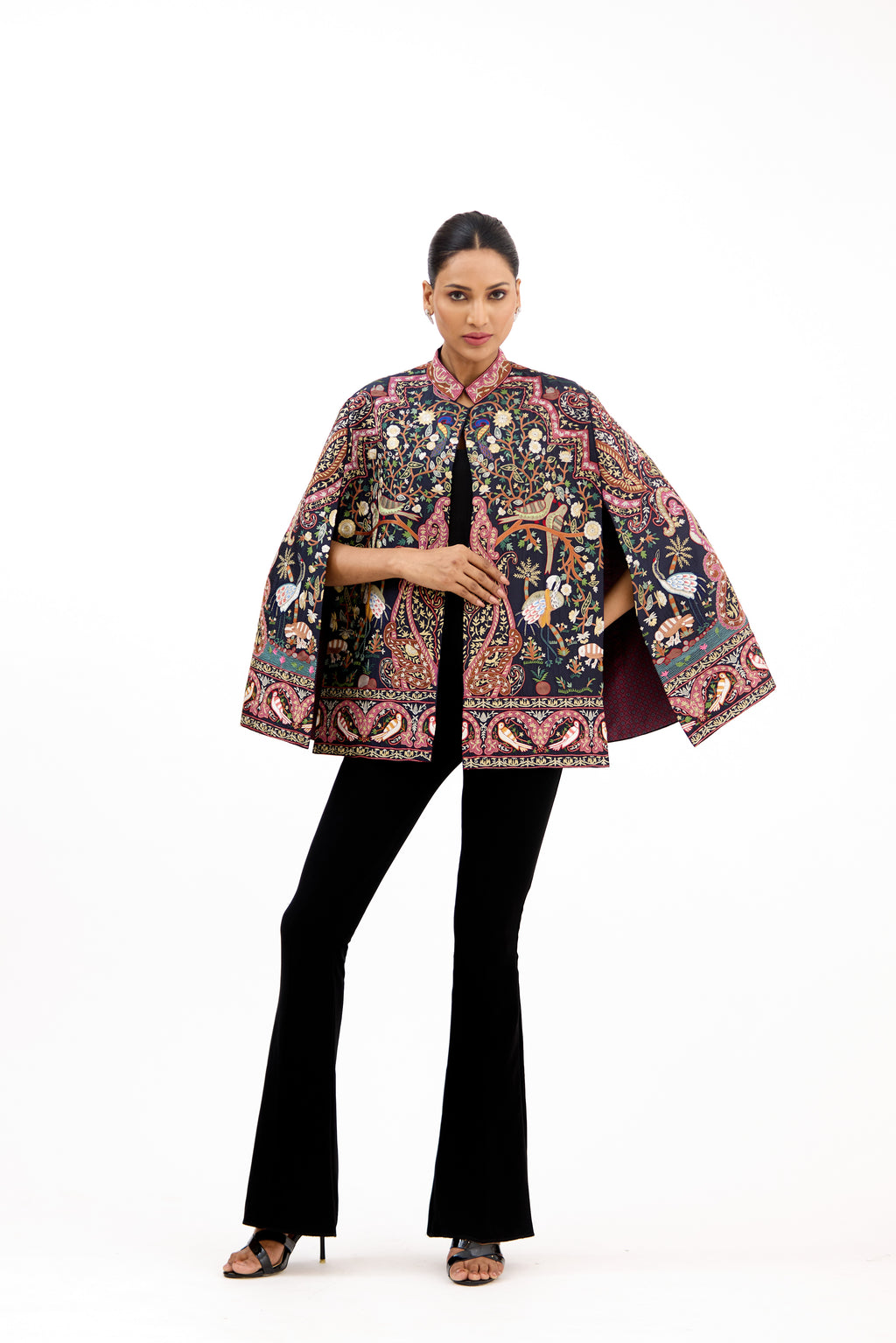 Rajsi Resham-Tilla Embroidered Silk Cape Style Jacket