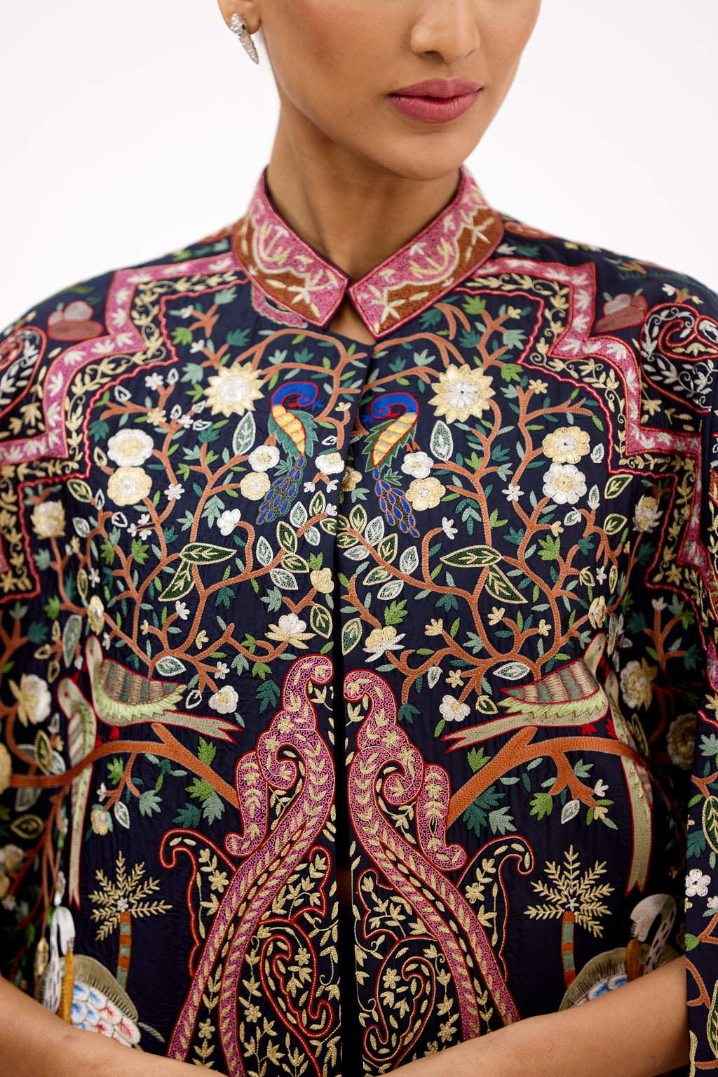 Rajsi Resham-Tilla Embroidered Silk Cape Style Jacket