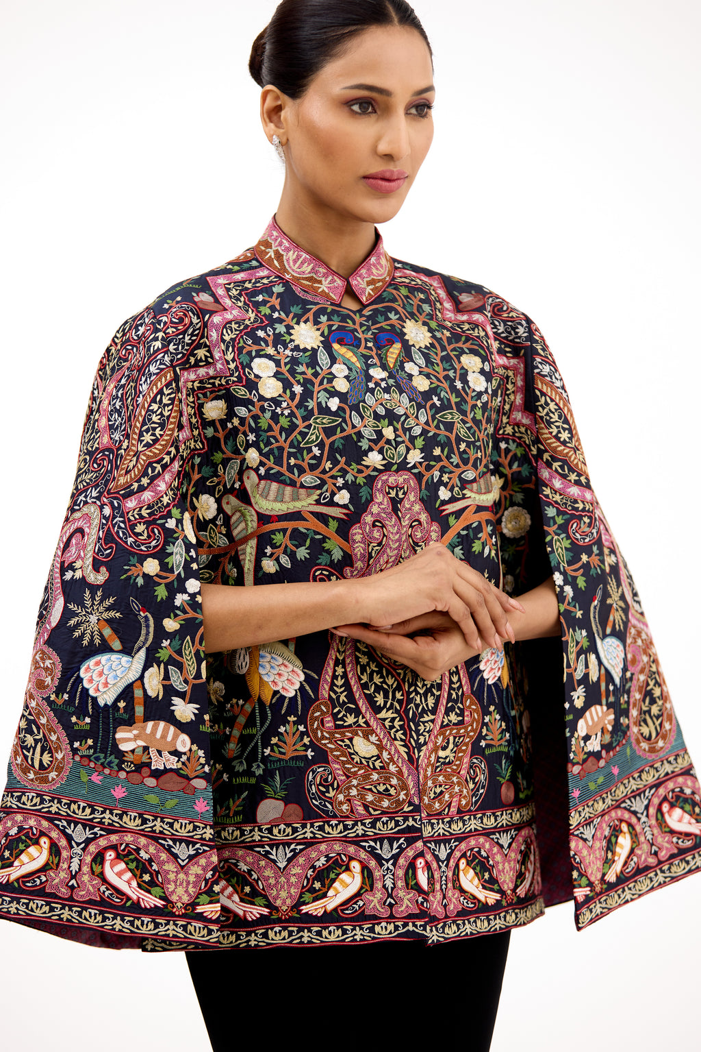Rajsi Resham-Tilla Embroidered Silk Cape Style Jacket