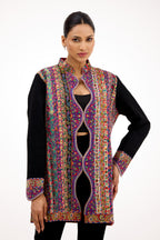 Nawabi Dastaan Antique Border Work Pashmina Jacket