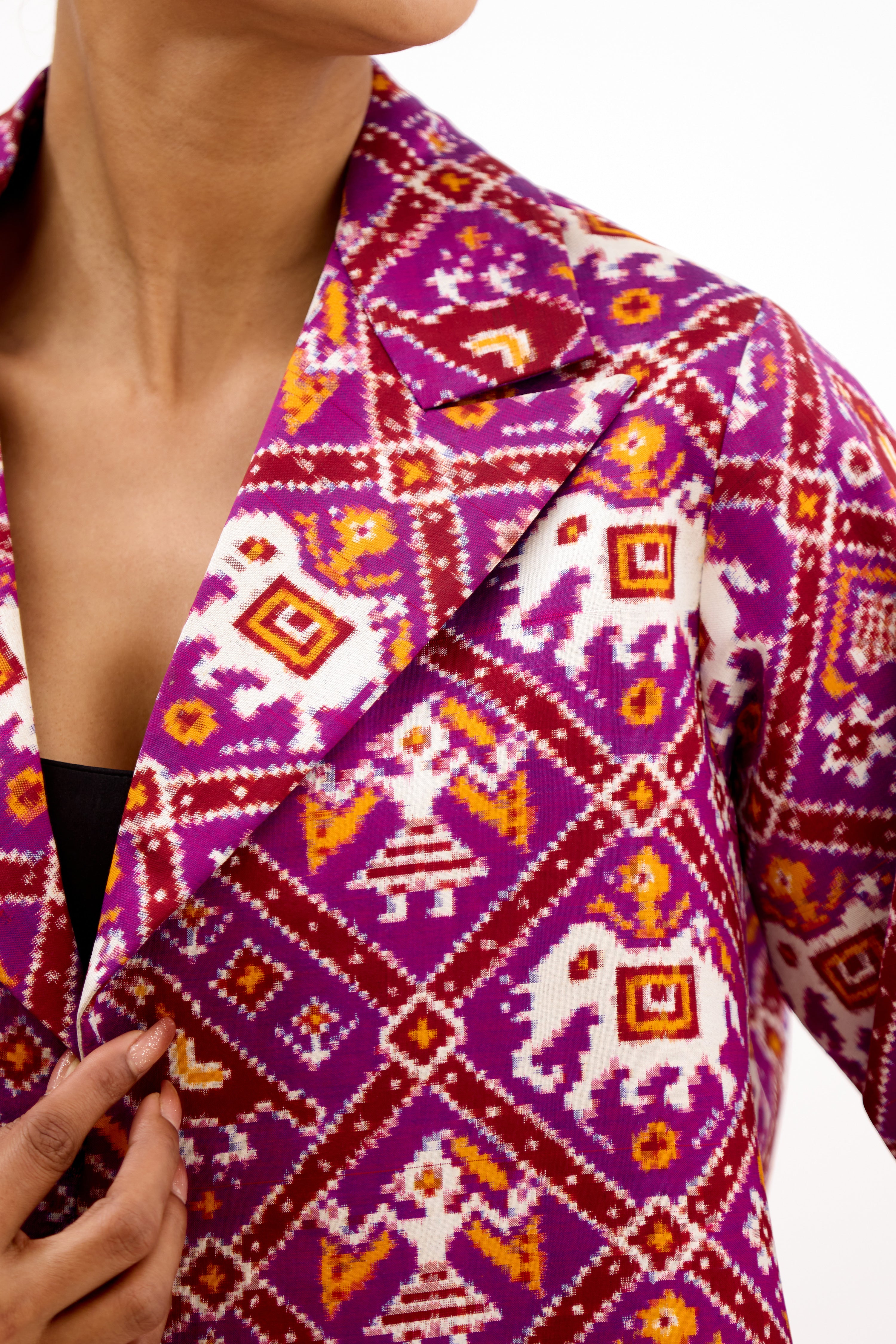 Raj Darbar Double Ikkat Patola Silk Jacket