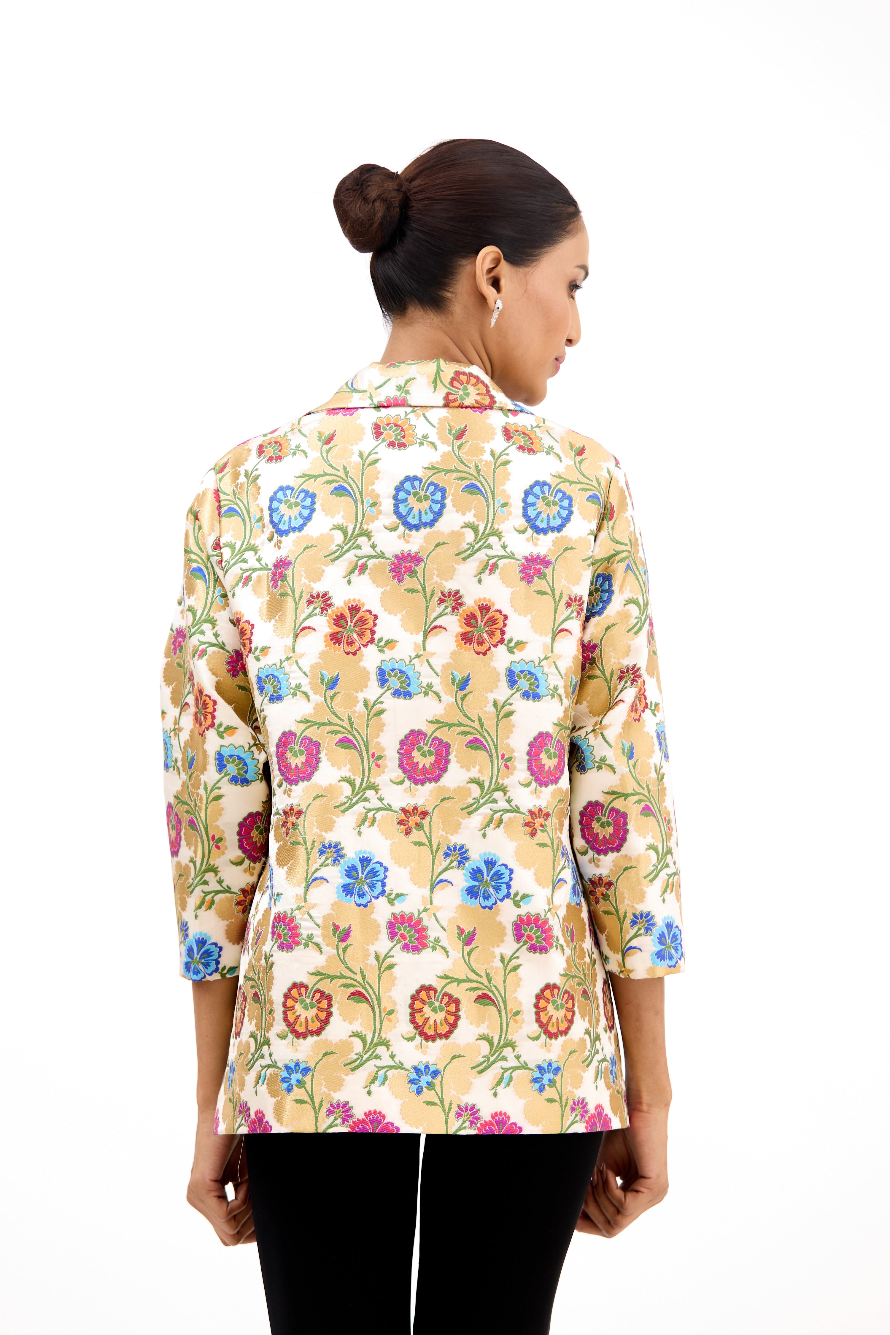 Phool Mahal Multicolour Gold Zari Brocade Jacket