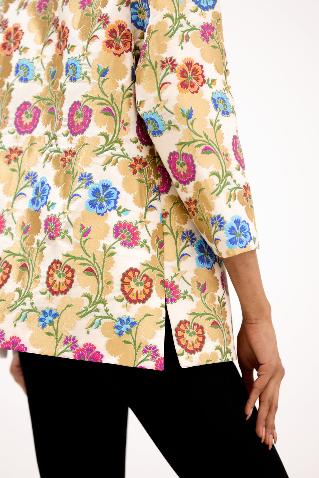 Phool Mahal Multicolour Gold Zari Brocade Jacket