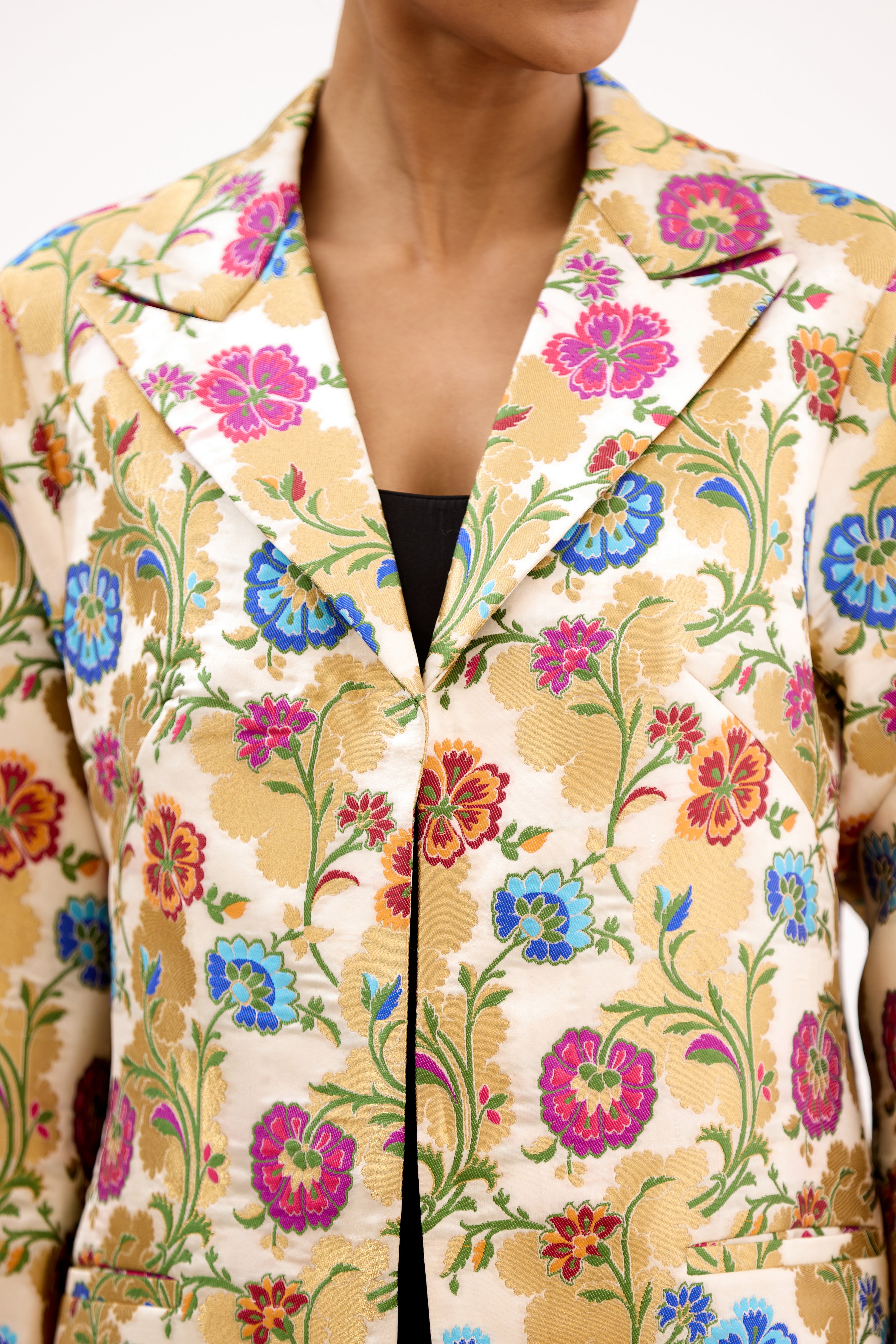Phool Mahal Multicolour Gold Zari Brocade Jacket
