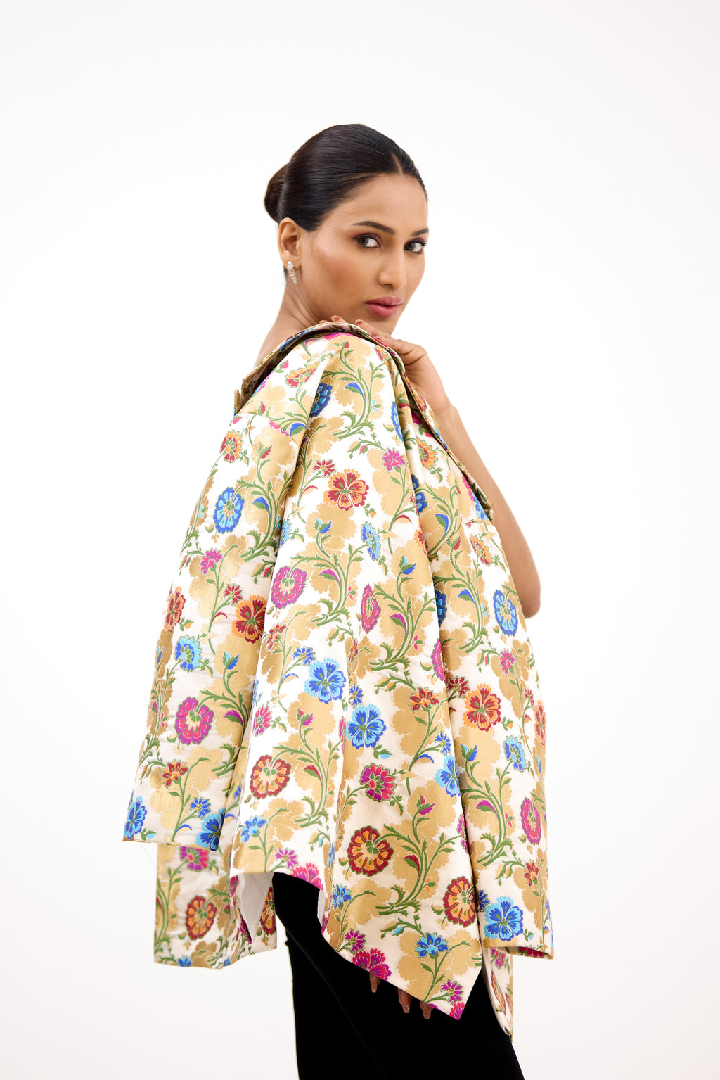 Phool Mahal Multicolour Gold Zari Brocade Jacket