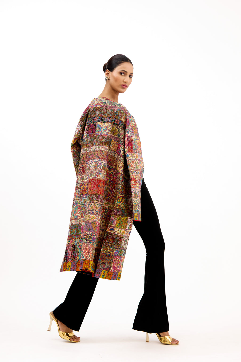 Rang-e-Virasat Antique Border Pure Pashmina Royal Long Jacket