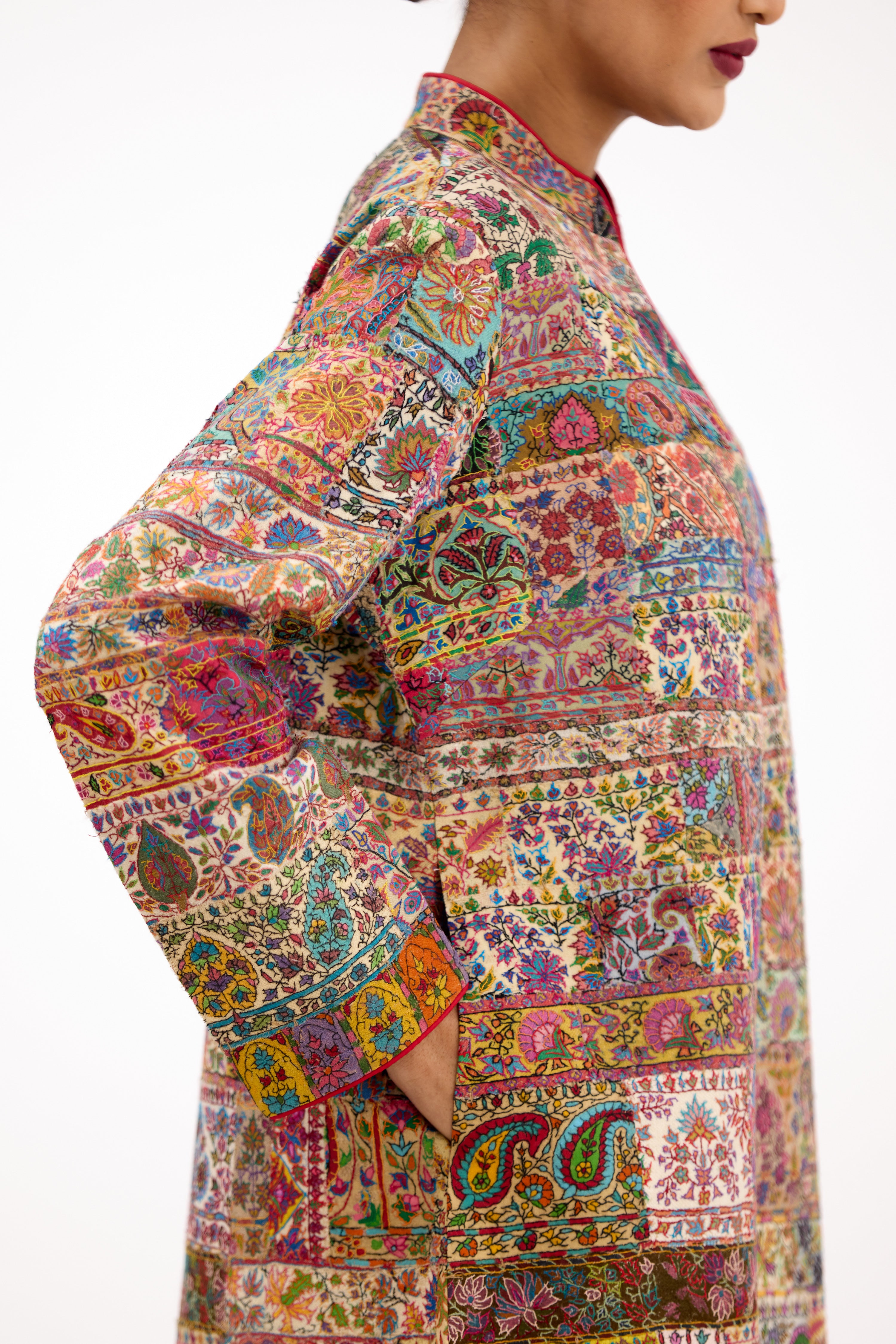 Rang-e-Virasat Antique Border Pure Pashmina Royal Long Jacket