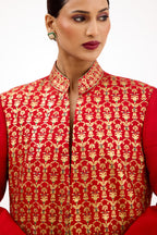 Meenakari Gold Tilla Embroidered Raw Silk Jacket
