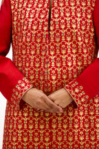 Meenakari Gold Tilla Embroidered Raw Silk Jacket