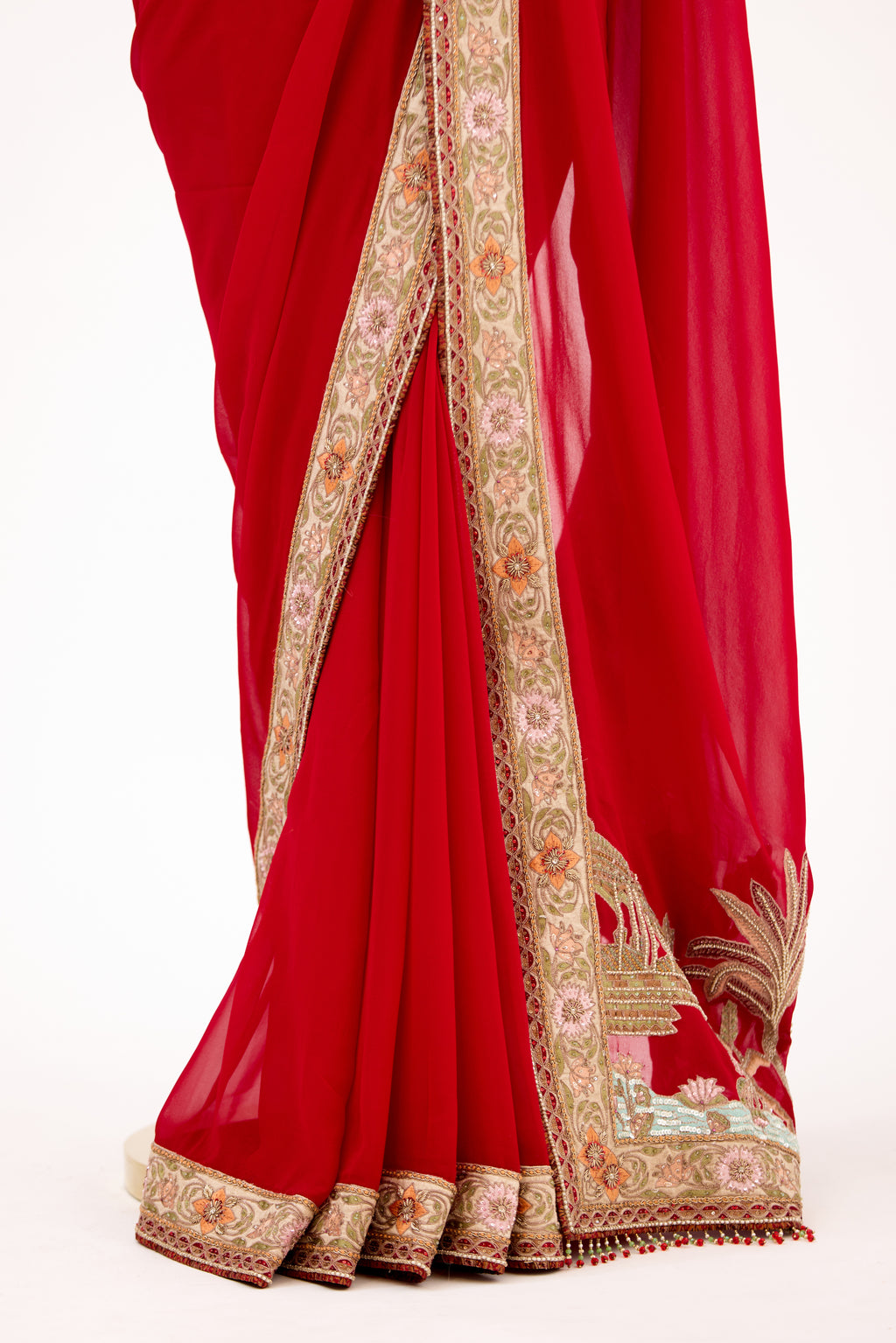Crimson Luxe Pure Georgette Saree