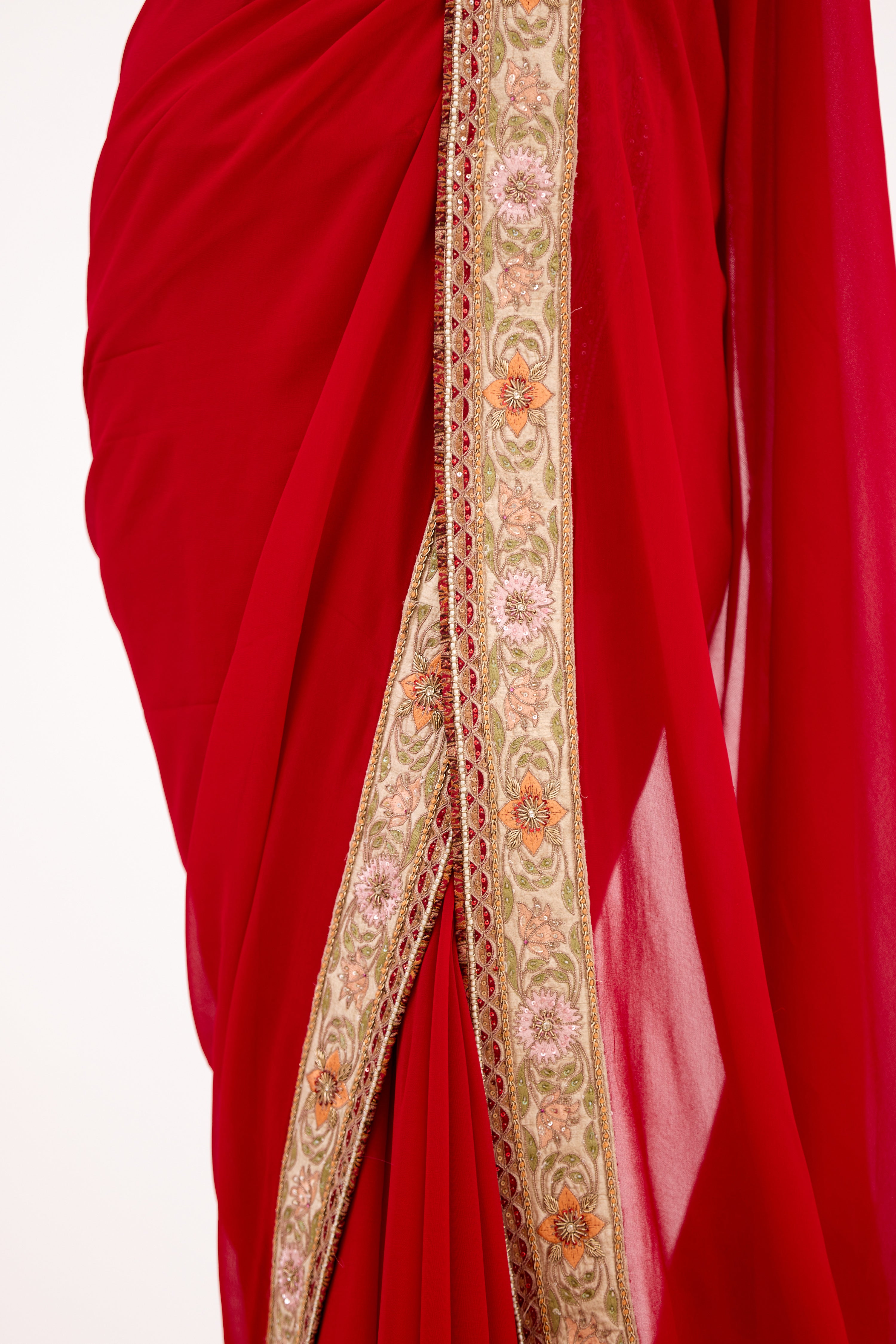 Crimson Luxe Pure Georgette Saree