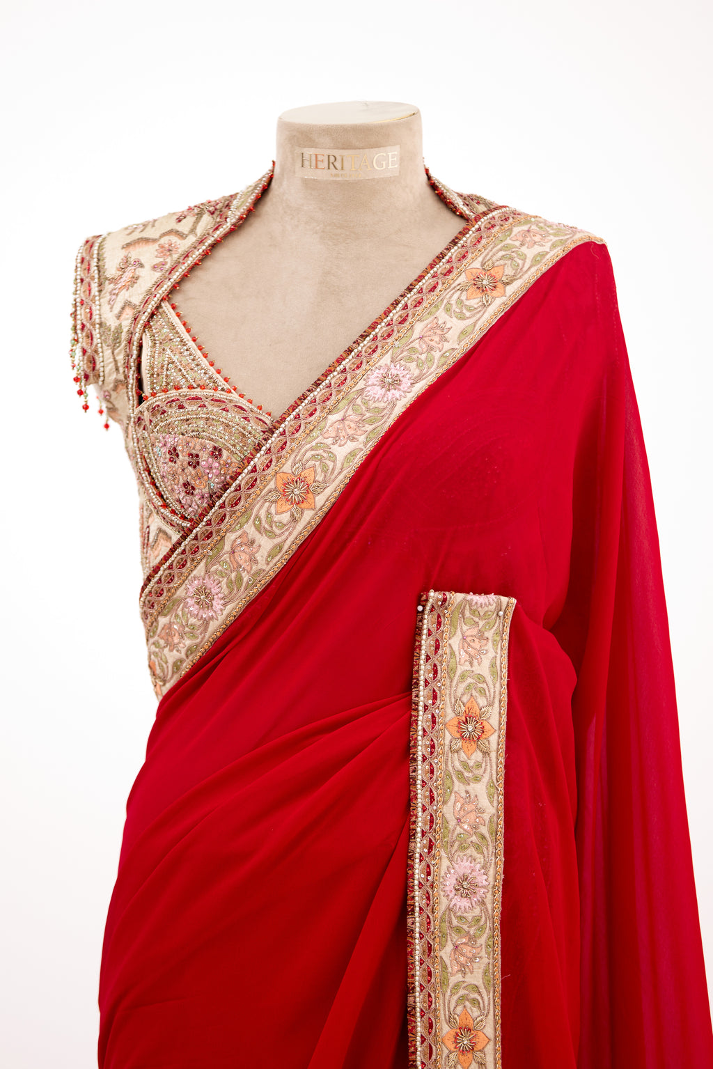 Crimson Luxe Pure Georgette Saree