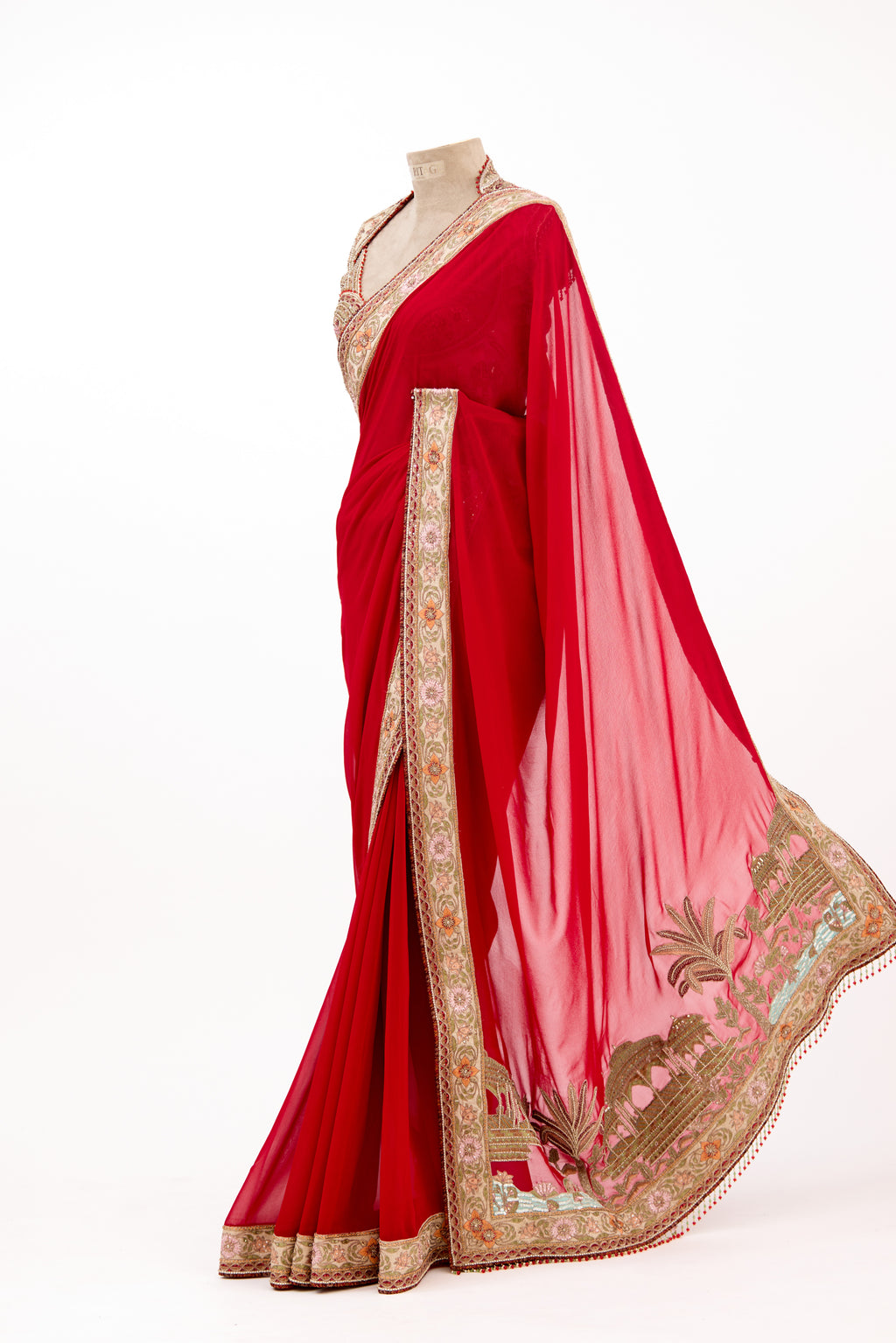Crimson Luxe Pure Georgette Saree