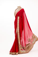 Crimson Luxe Pure Georgette Saree