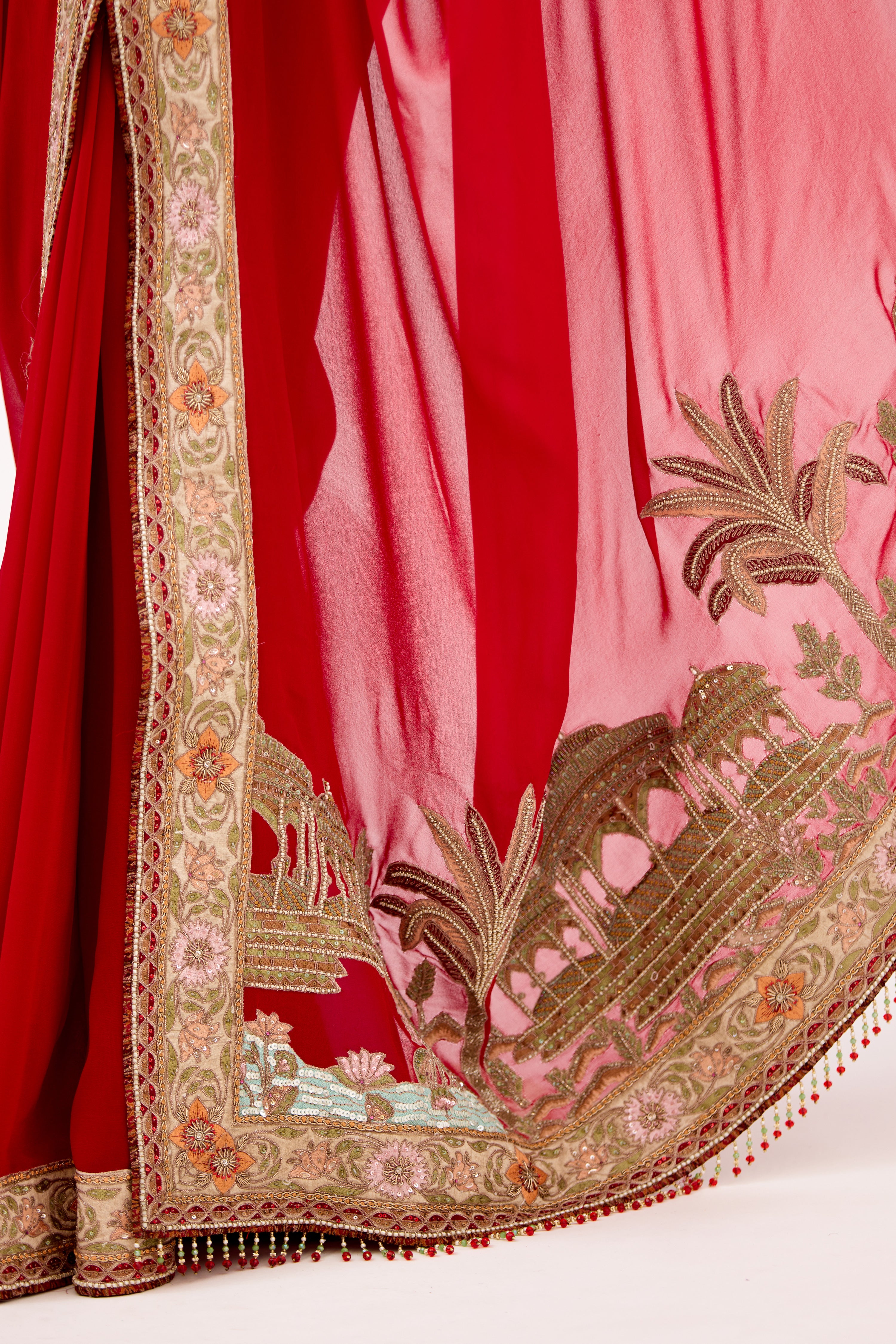 Crimson Luxe Pure Georgette Saree