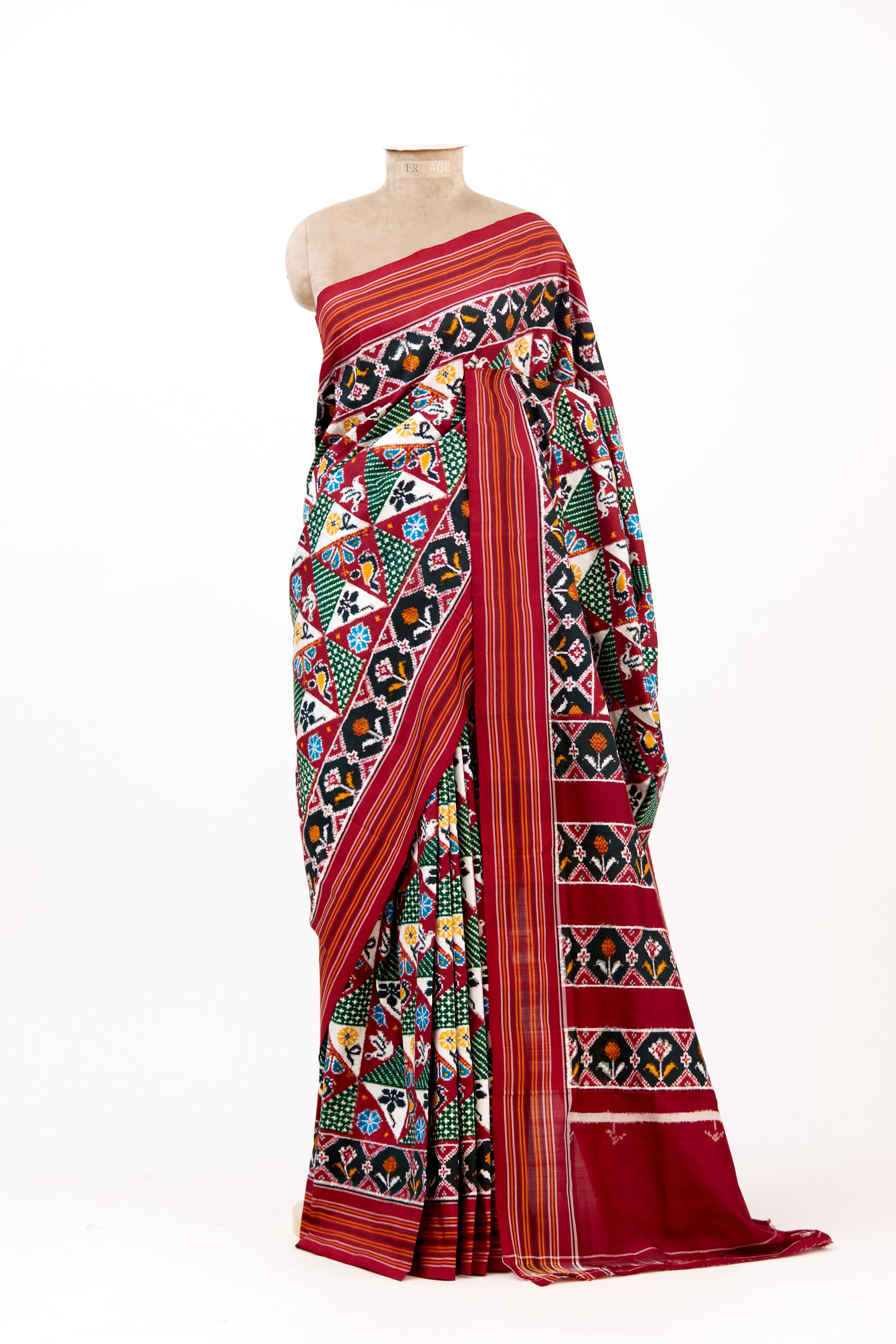 Maroon Heirloom Pochampally Double Ikat Silk Saree