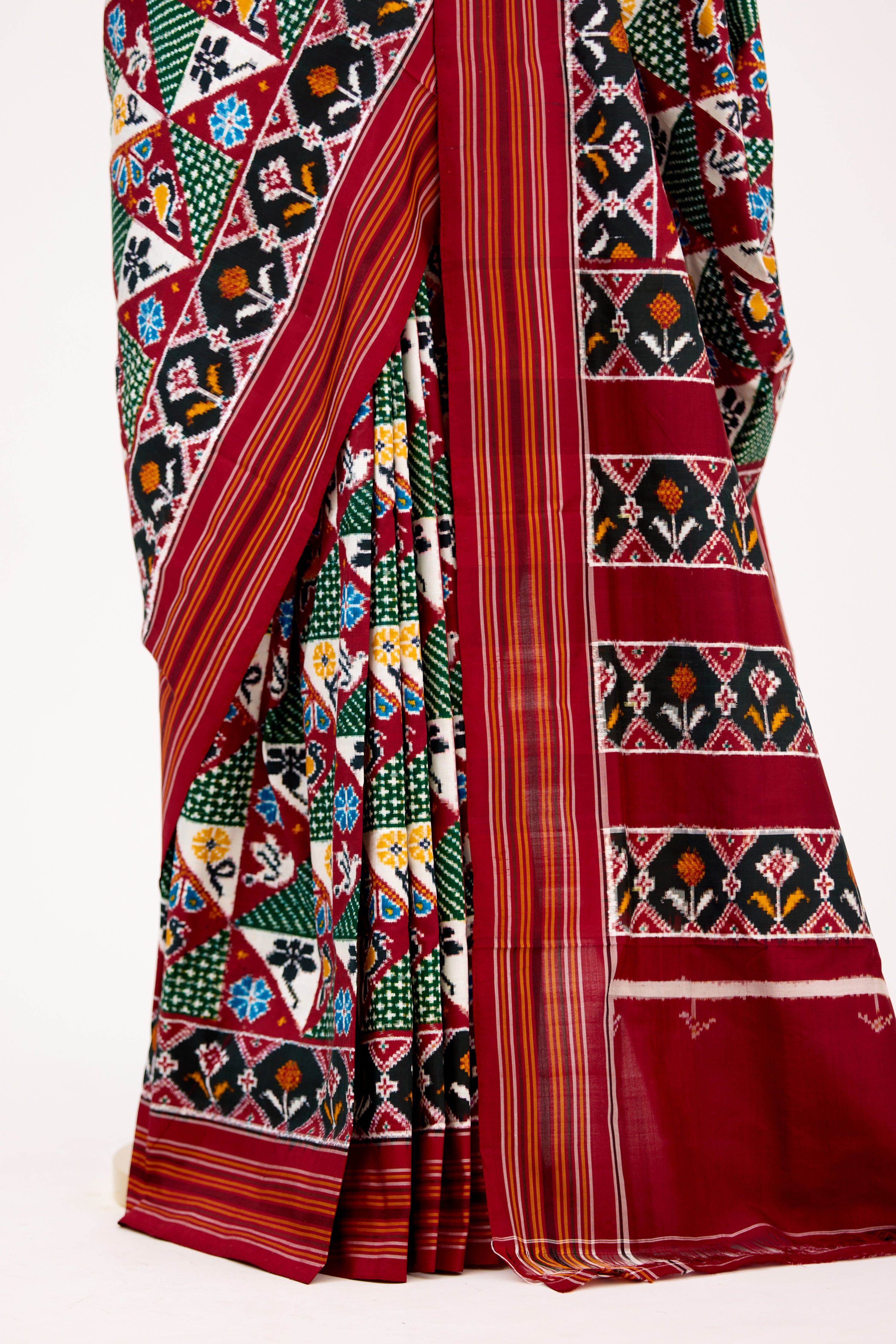 Maroon Heirloom Pochampally Double Ikat Silk Saree