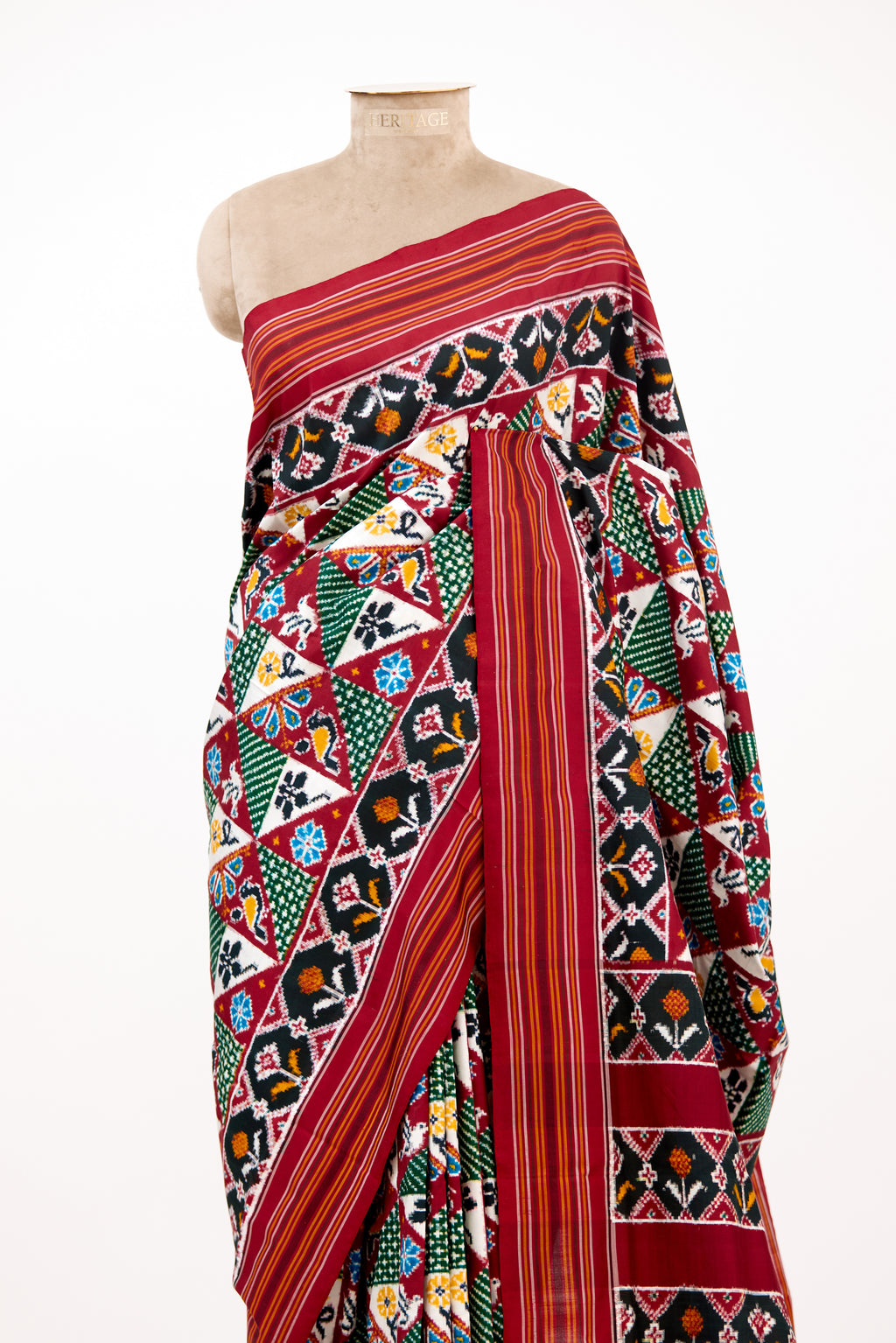 Maroon Heirloom Pochampally Double Ikat Silk Saree