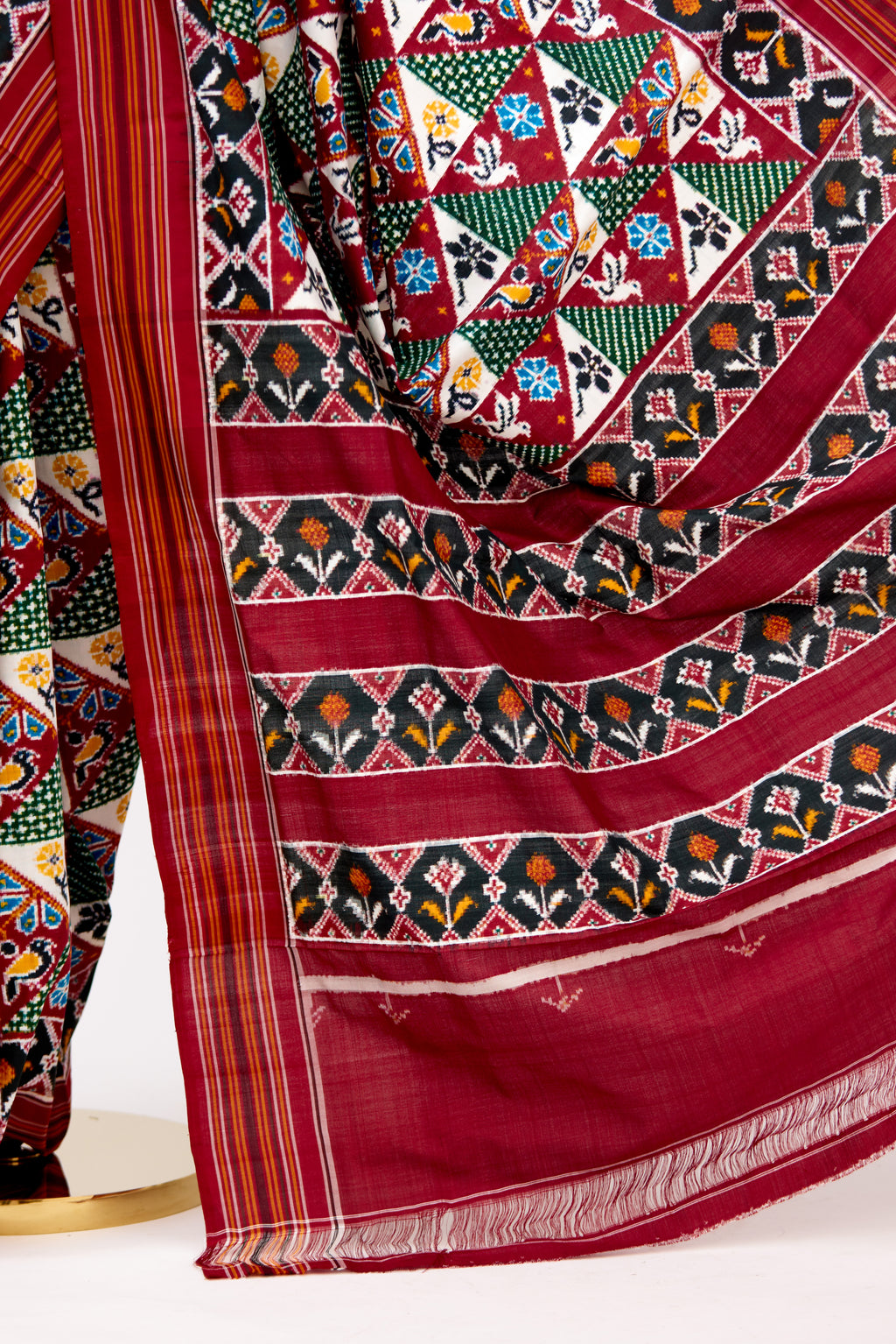 Maroon Heirloom Pochampally Double Ikat Silk Saree