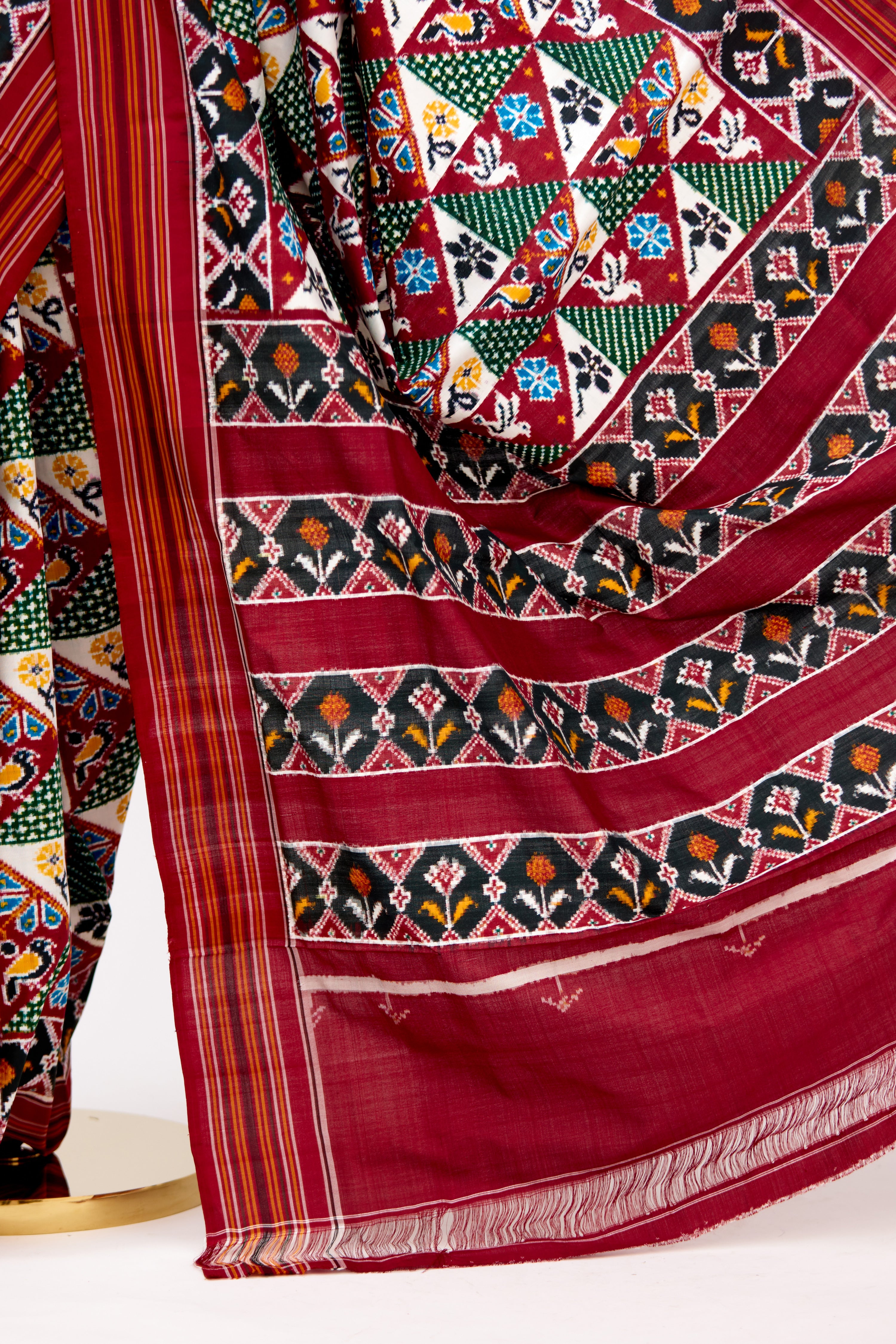 Maroon Heirloom Pochampally Double Ikat Silk Saree