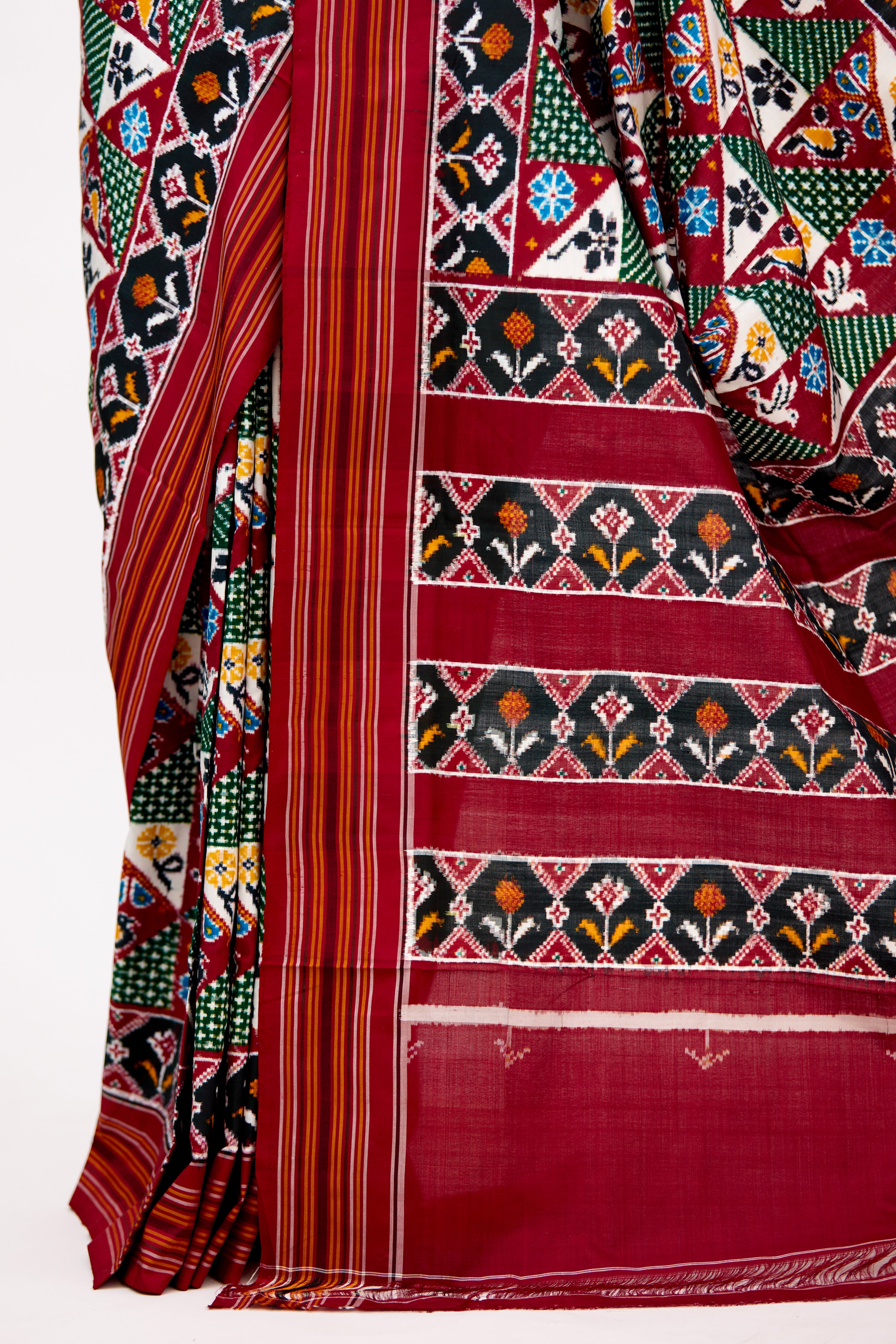 Maroon Heirloom Pochampally Double Ikat Silk Saree