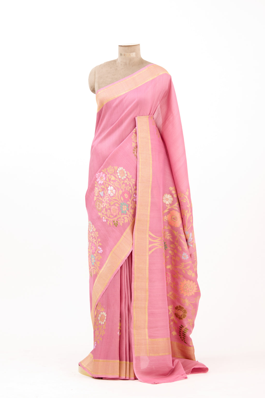 Blush Pink Tussar Georgette Saree