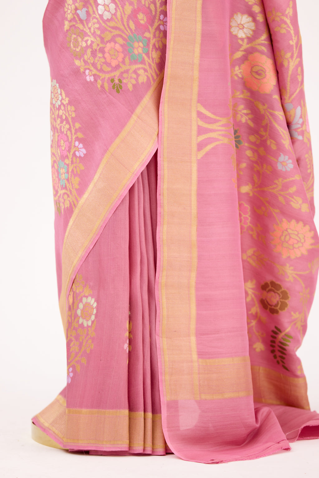 Blush Pink Tussar Georgette Saree