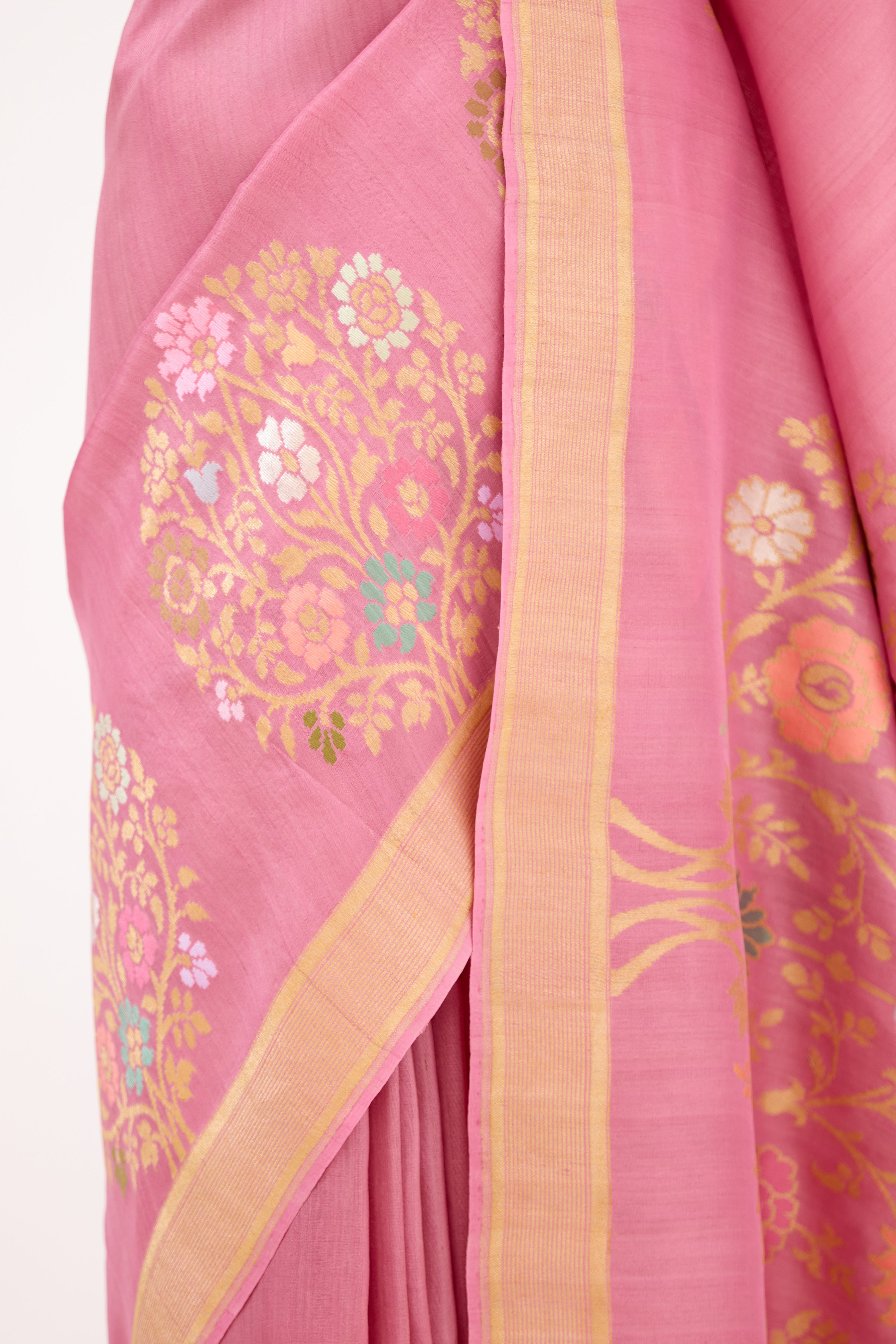 Blush Pink Tussar Georgette Saree