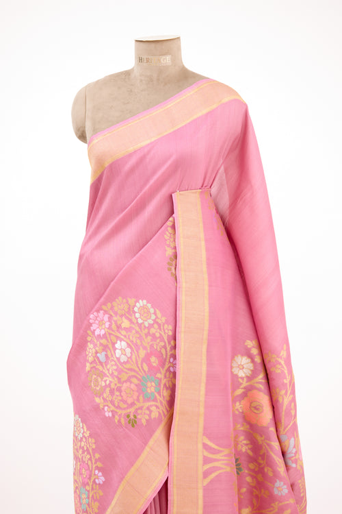 Blush Pink Tussar Georgette Saree