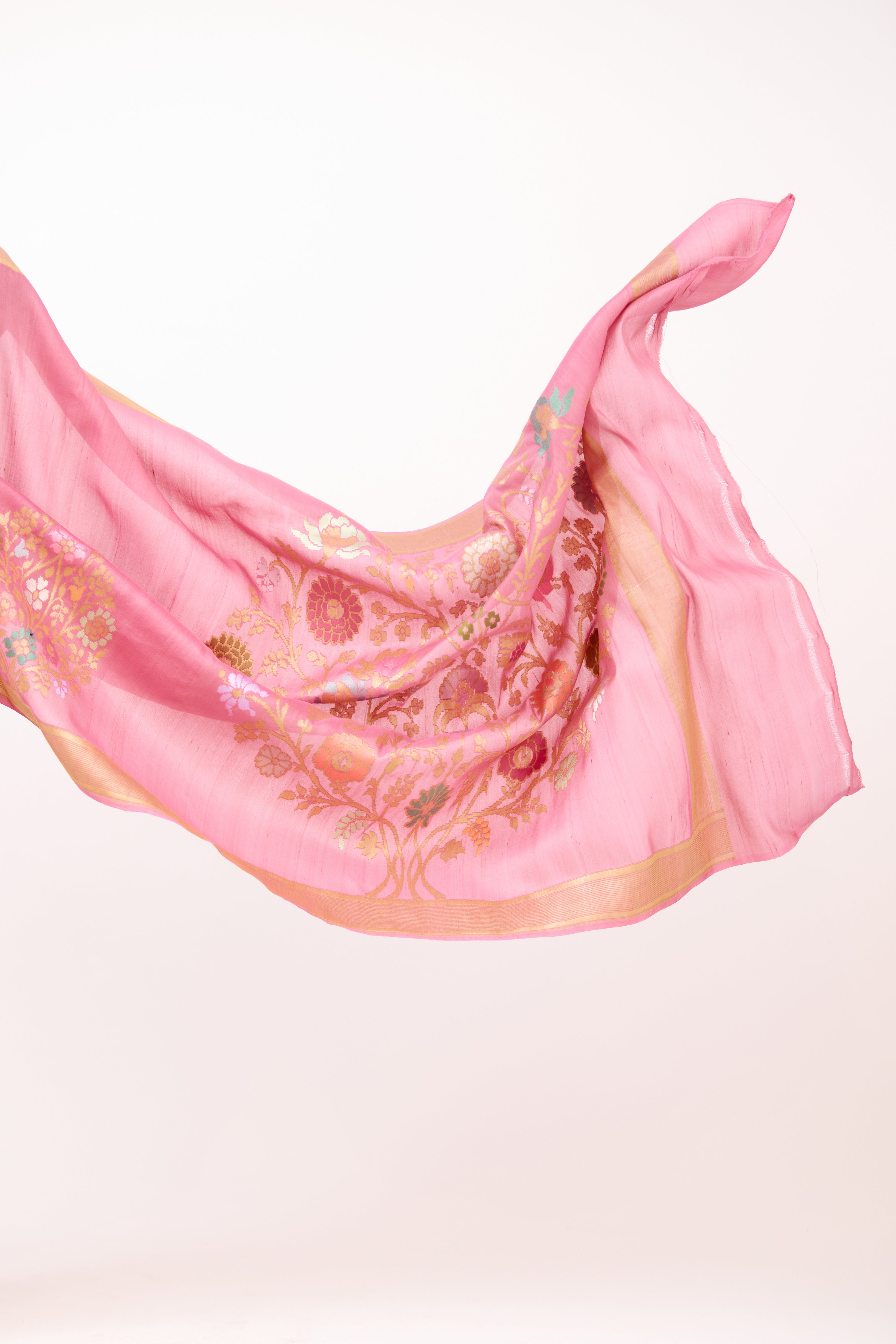 Blush Pink Tussar Georgette Saree