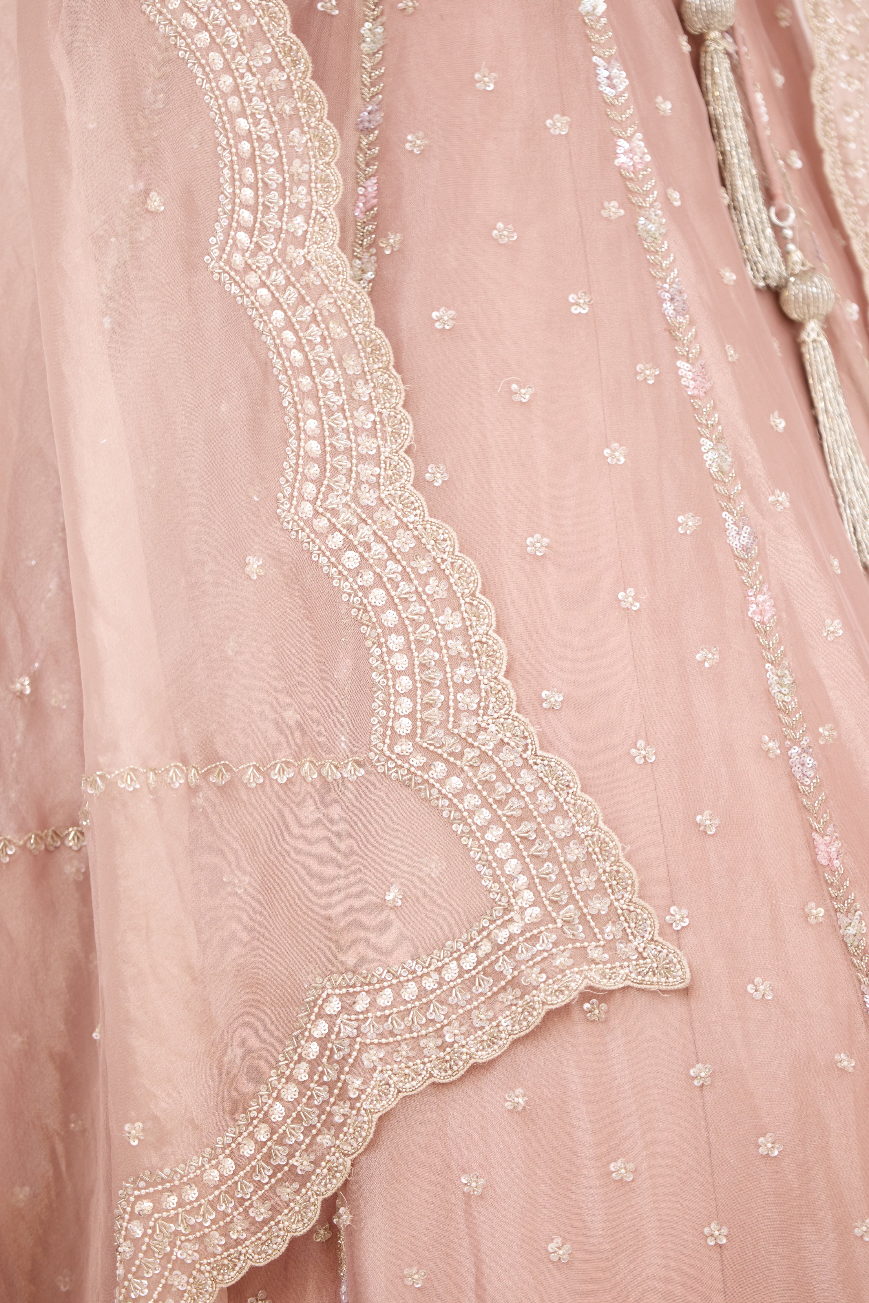Mehrab-e-Noor Antique Cutdana, Pearl & Sequin Detailing Tissue Lehenga Set