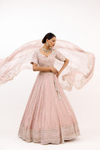 Mehrab-e-Noor Antique Cutdana, Pearl & Sequin Detailing Tissue Lehenga Set
