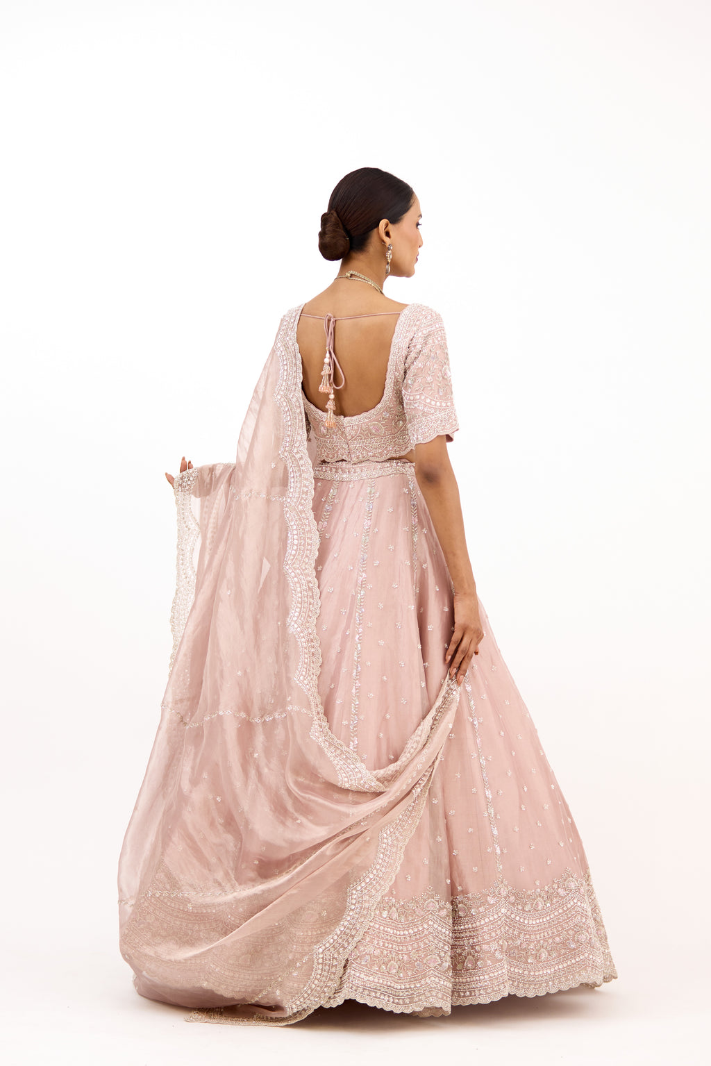 Mehrab-e-Noor Antique Cutdana, Pearl & Sequin Detailing Tissue Lehenga Set