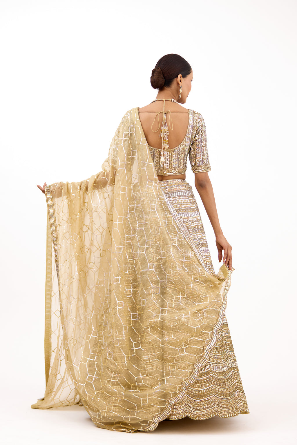 Roshanara Royal Mirrorwork Organza Cocktail Lehenga Set