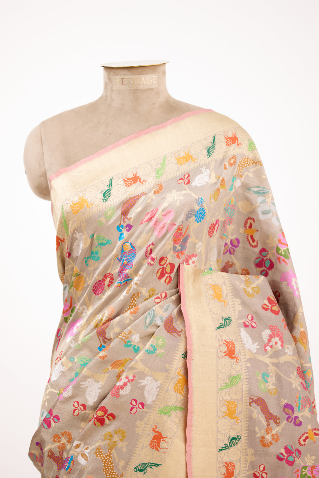 Moonlit Grey Tissue Banarasi Silk Saree