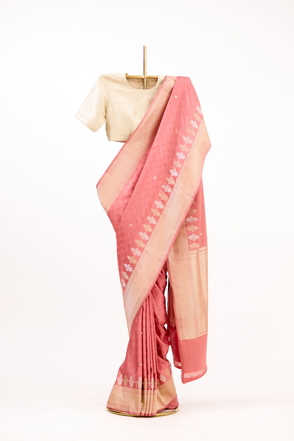 Blush Elegance Satin Banarasi Silk Saree
