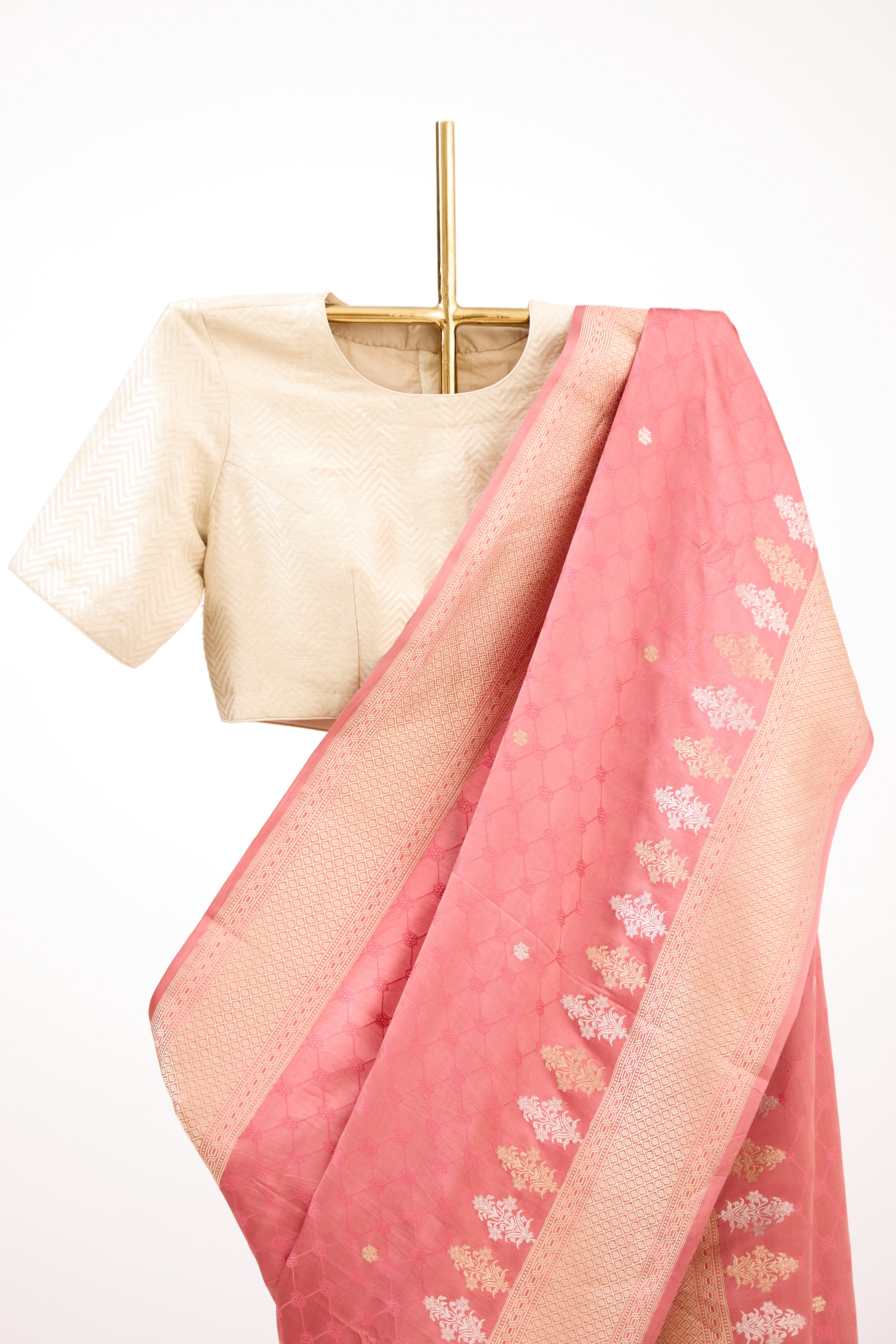 Blush Elegance Satin Banarasi Silk Saree