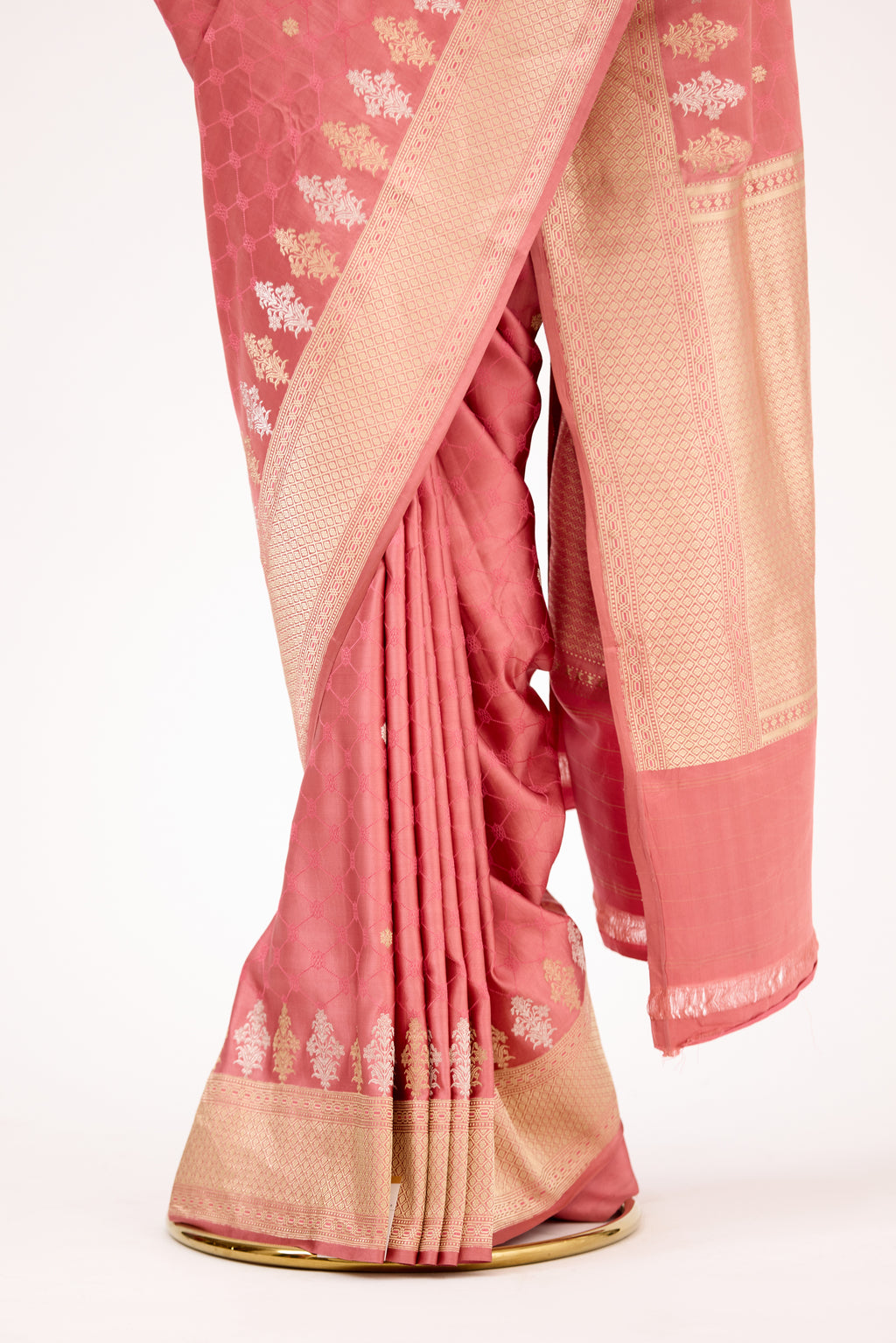 Blush Elegance Satin Banarasi Silk Saree