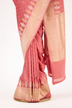 Blush Elegance Satin Banarasi Silk Saree