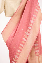 Blush Elegance Satin Banarasi Silk Saree