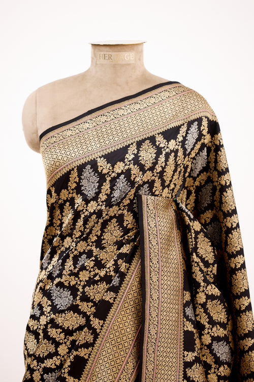 Black Banarasi Silk Saree