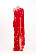 Ruby Red Heirloom Tilla Georgette Saree